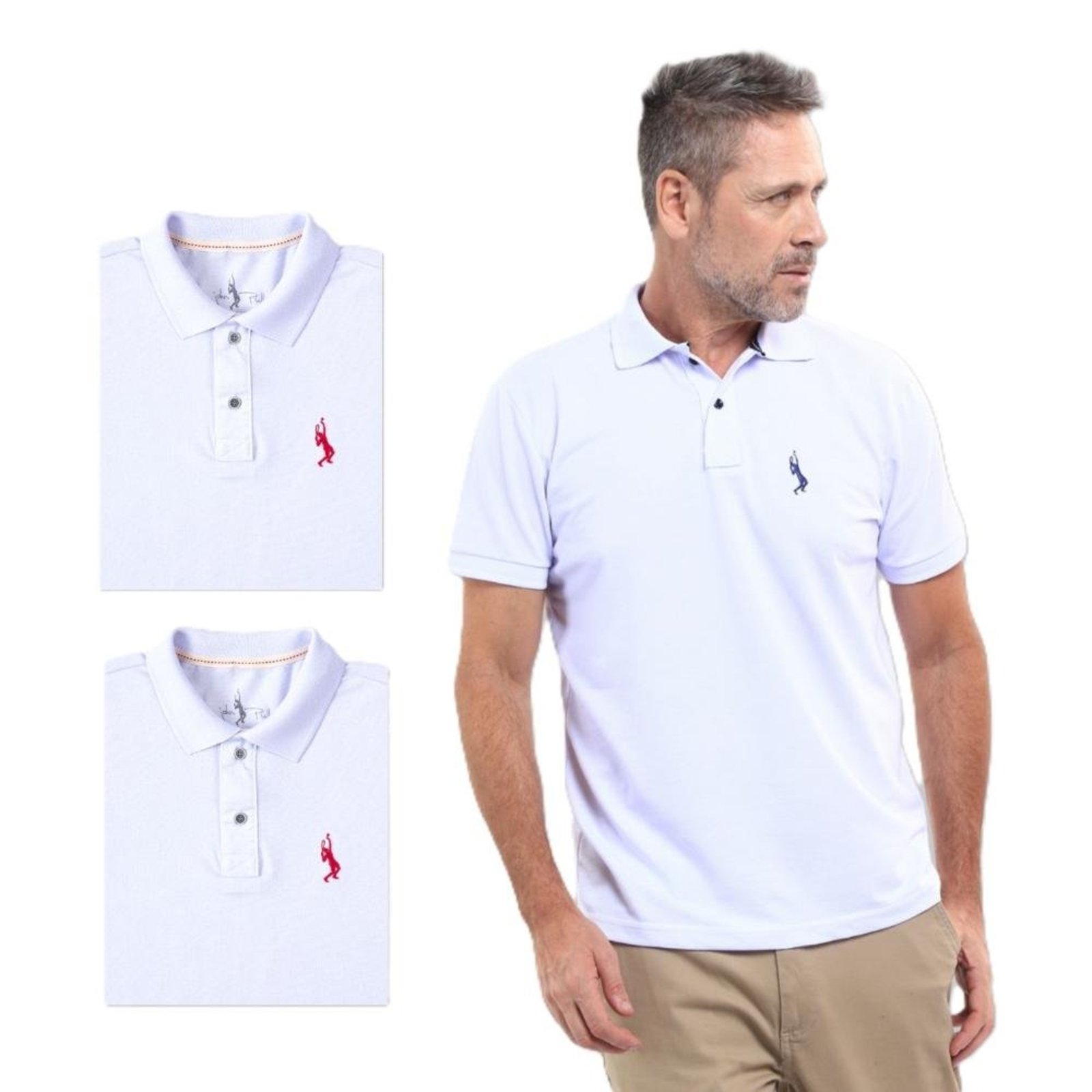 Kit 3 Camisa Polo Masculina Slim Piquet Algodão Ocasiões
