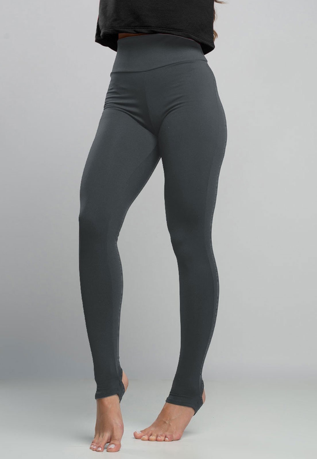 Calça Legging MVB Modas Pezinho Térmica Cintura Alta Felpuda Peluciada Cinza