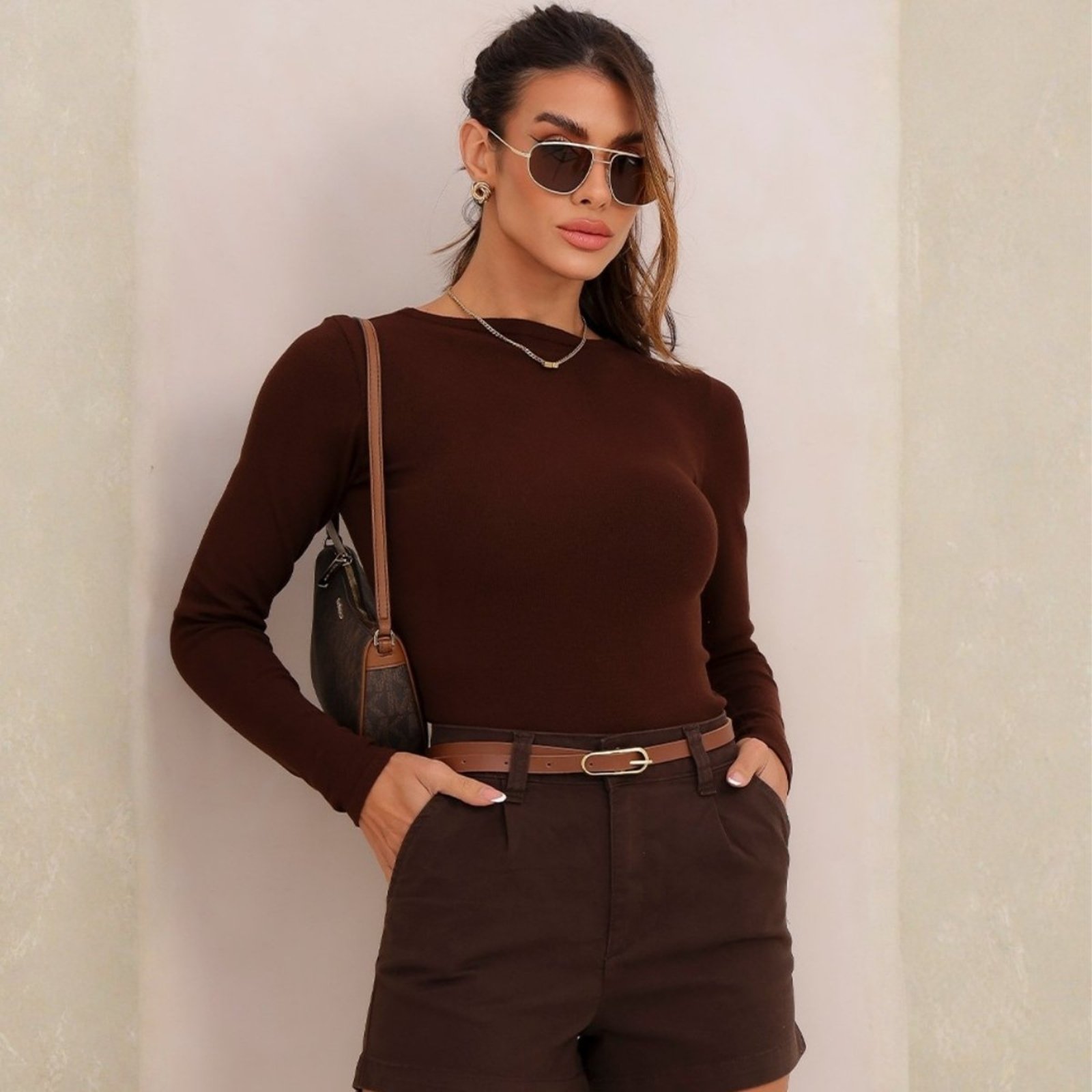 Blusa De Tricot Manga Longa Decote Canoa Feminina Revanche Sliven