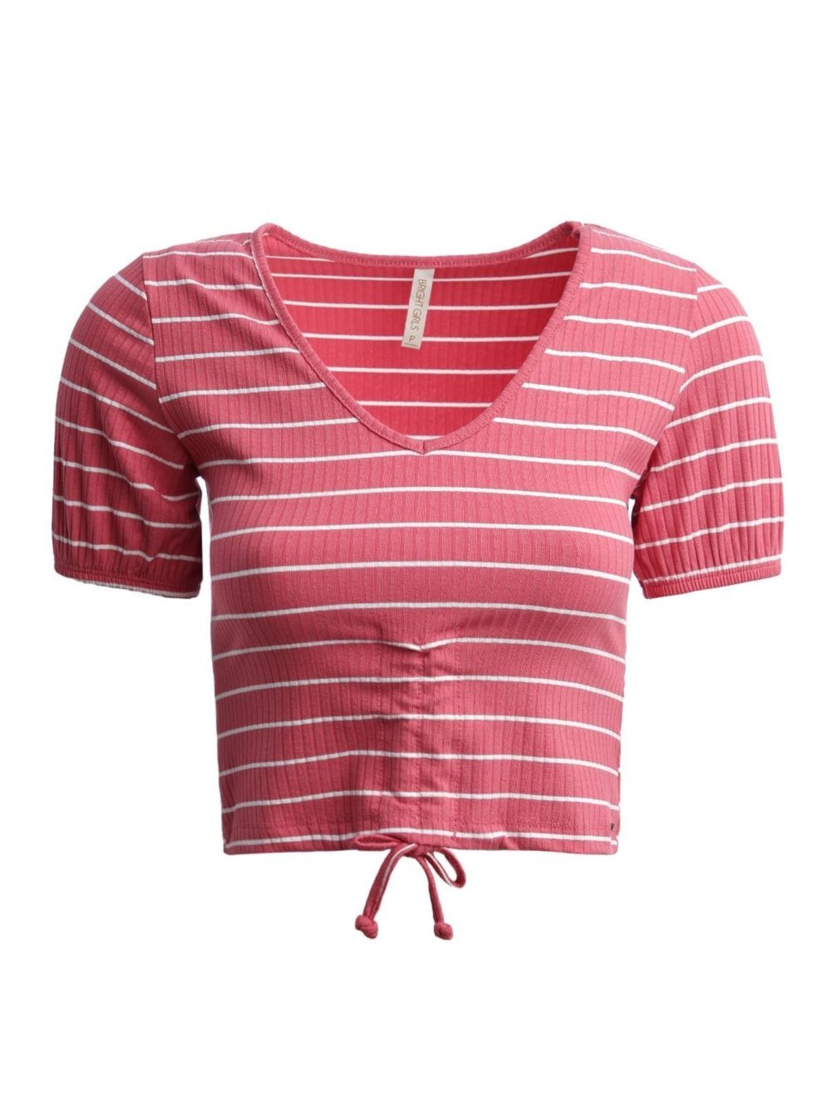 Vista 2 Blusa Cropped Canelada Feminina BRANCO Bright Girl'S rosa Bright Girl'S rosa