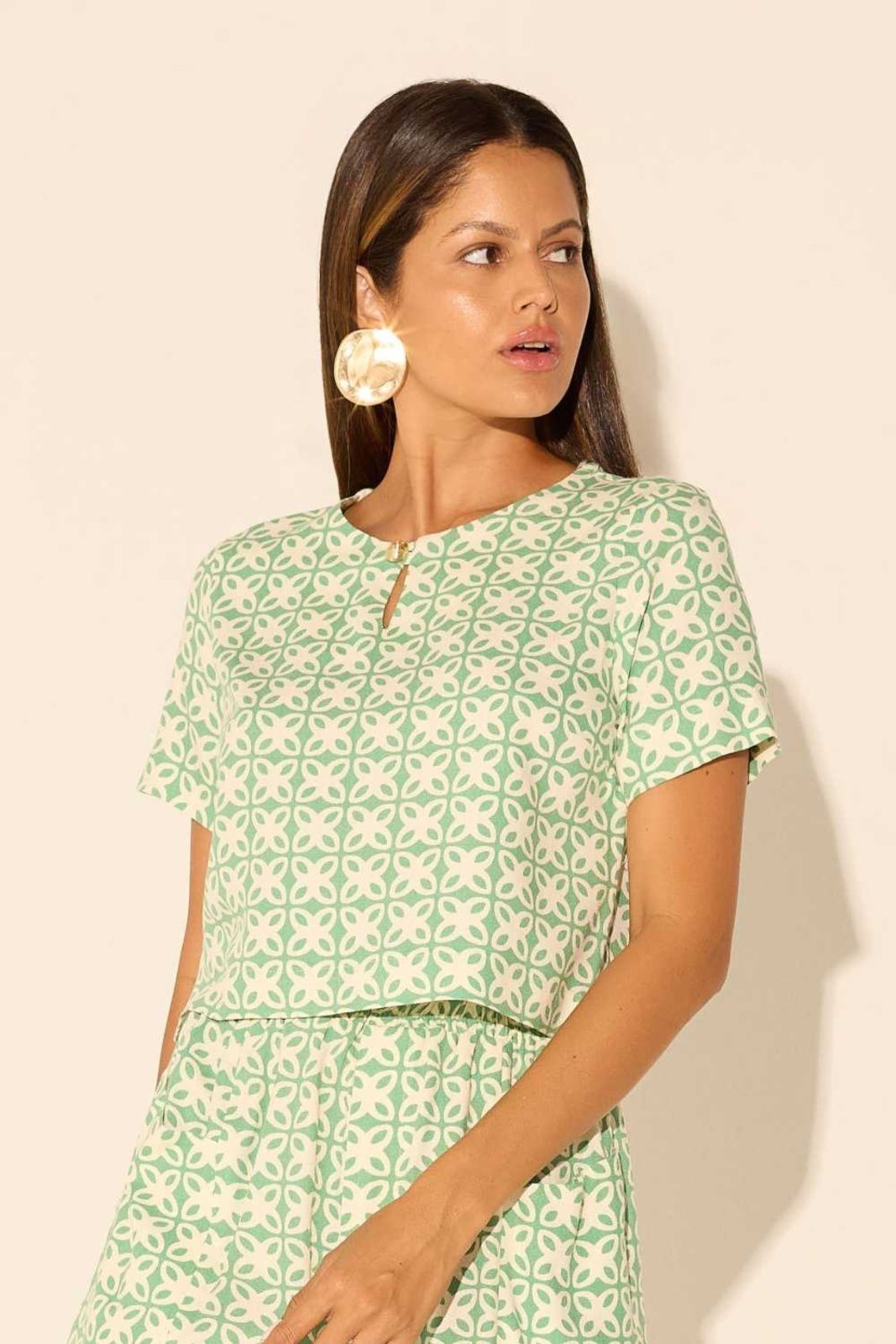 Vista 2 Blusa Vanibele Geométrico Verde estampado/verde verde Vanibele estampado/verde verde