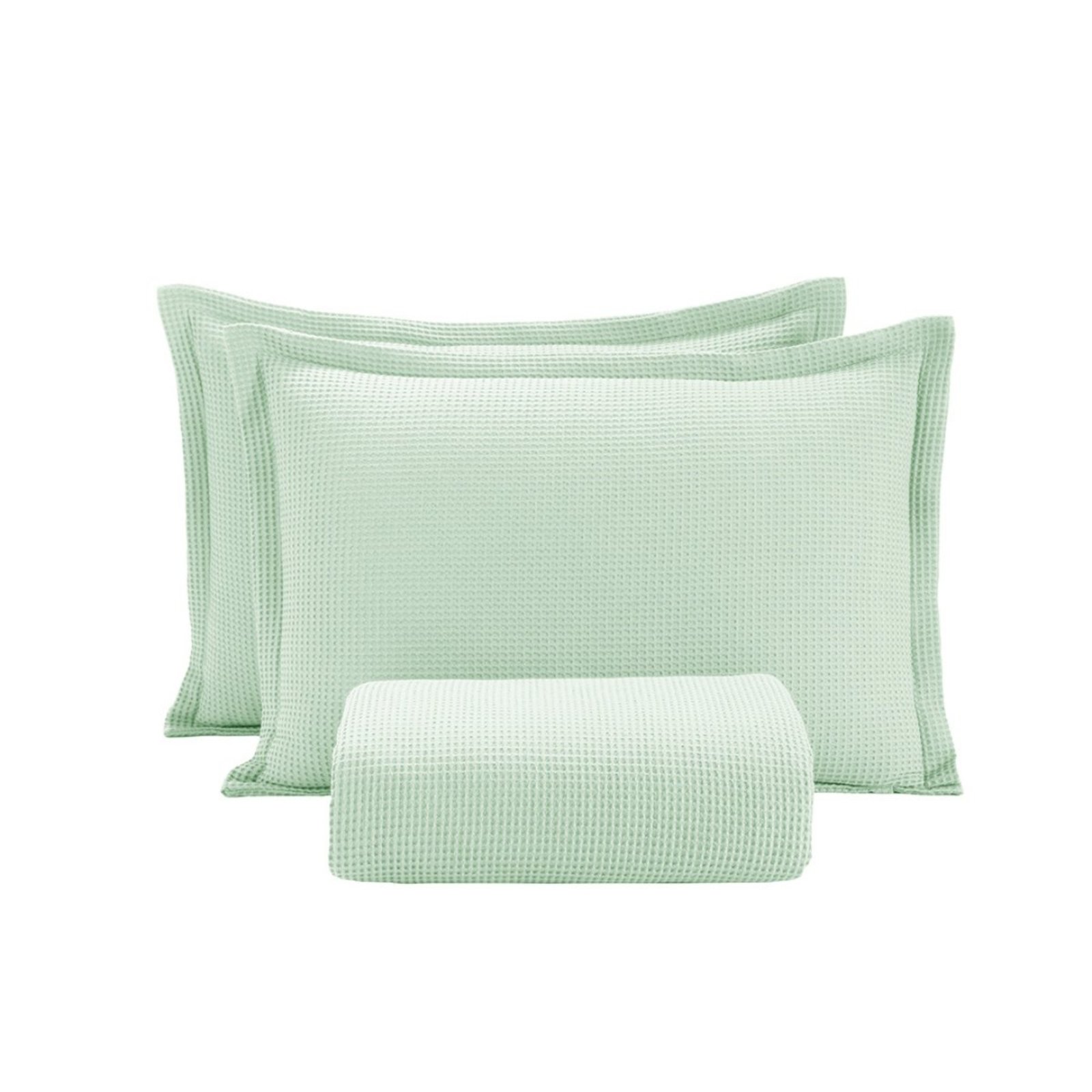 Kit Colcha Casal Piquet Algodão Dohler 3 Peças Verde Claro