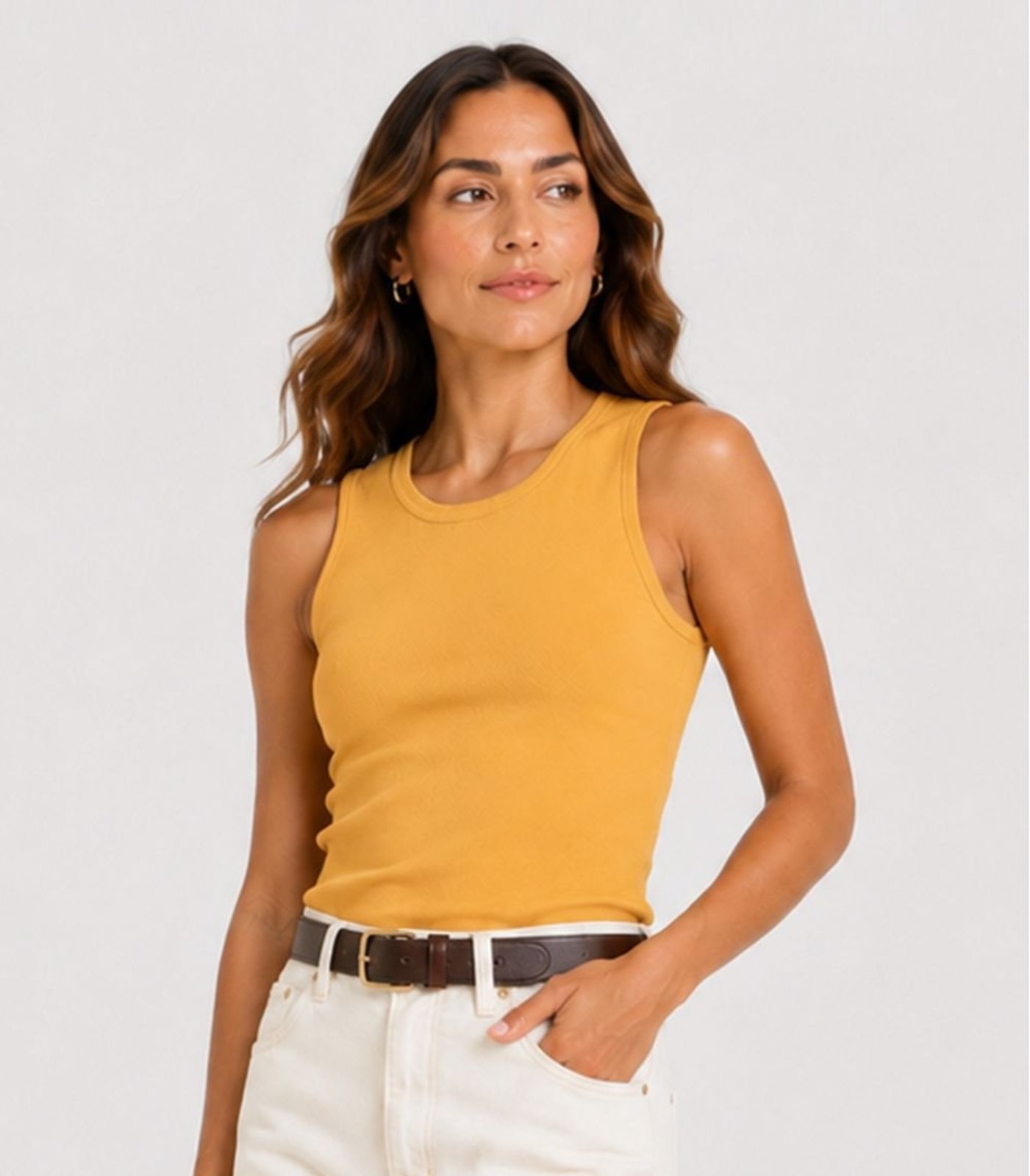 Regata Feminina Em Tecido Henera Infinita Cor Amarelo