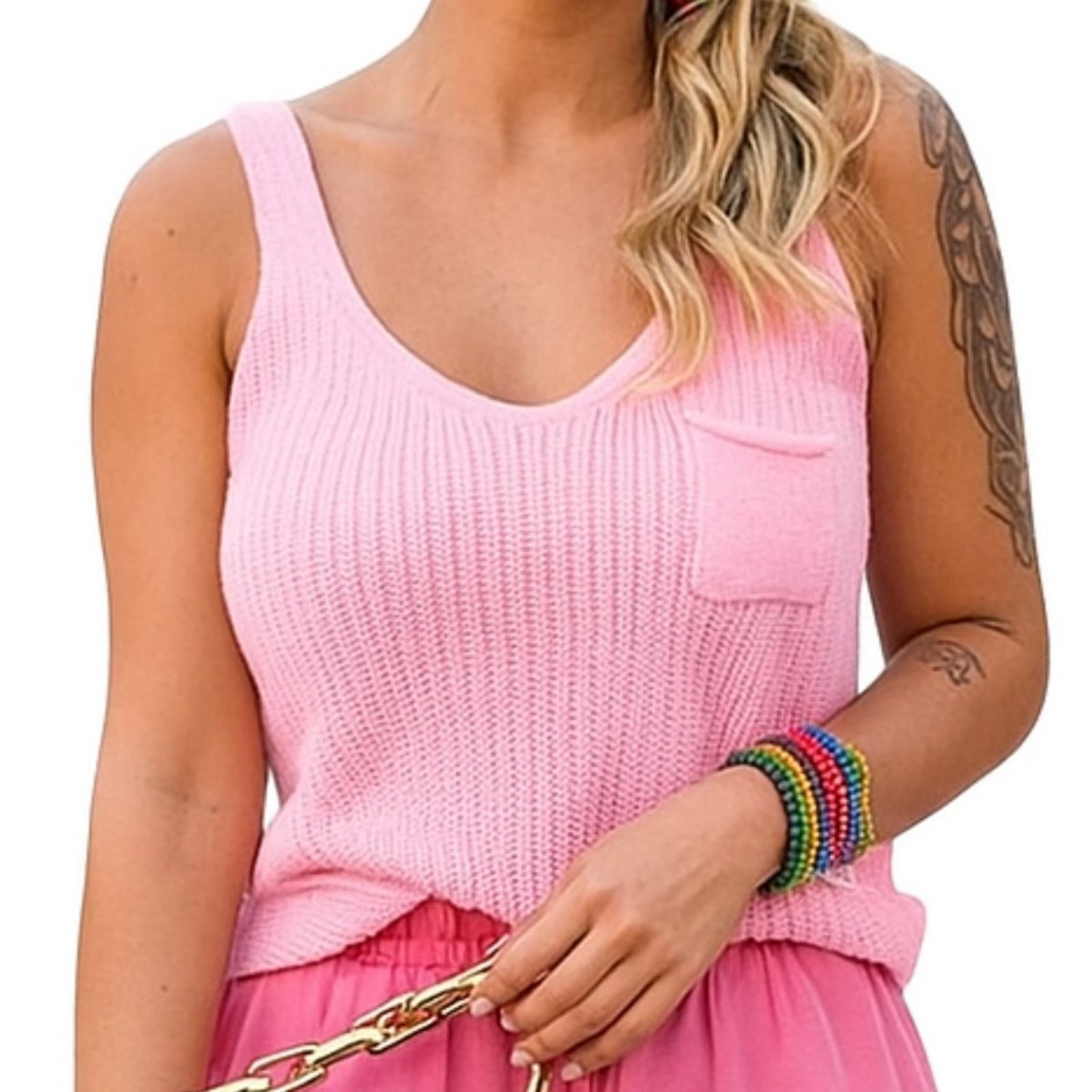 Regata FMF Feminina Básica com Bolsinho em Tricô Fang Casual Preto