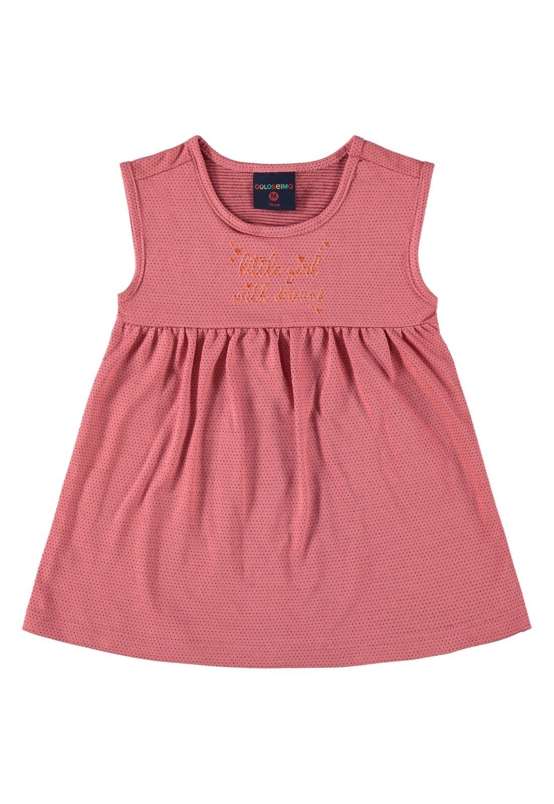 Infantil - Vestido em Malha Trabalhada para Menina Guloseima Coral