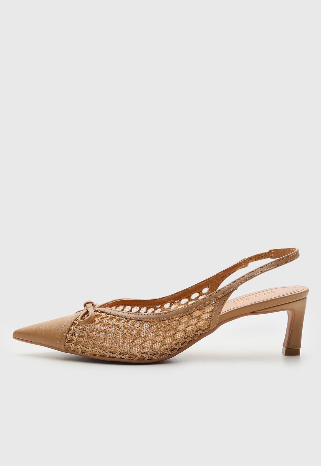 Scarpin Feminino Santa Lolla Tela Tramado Bege