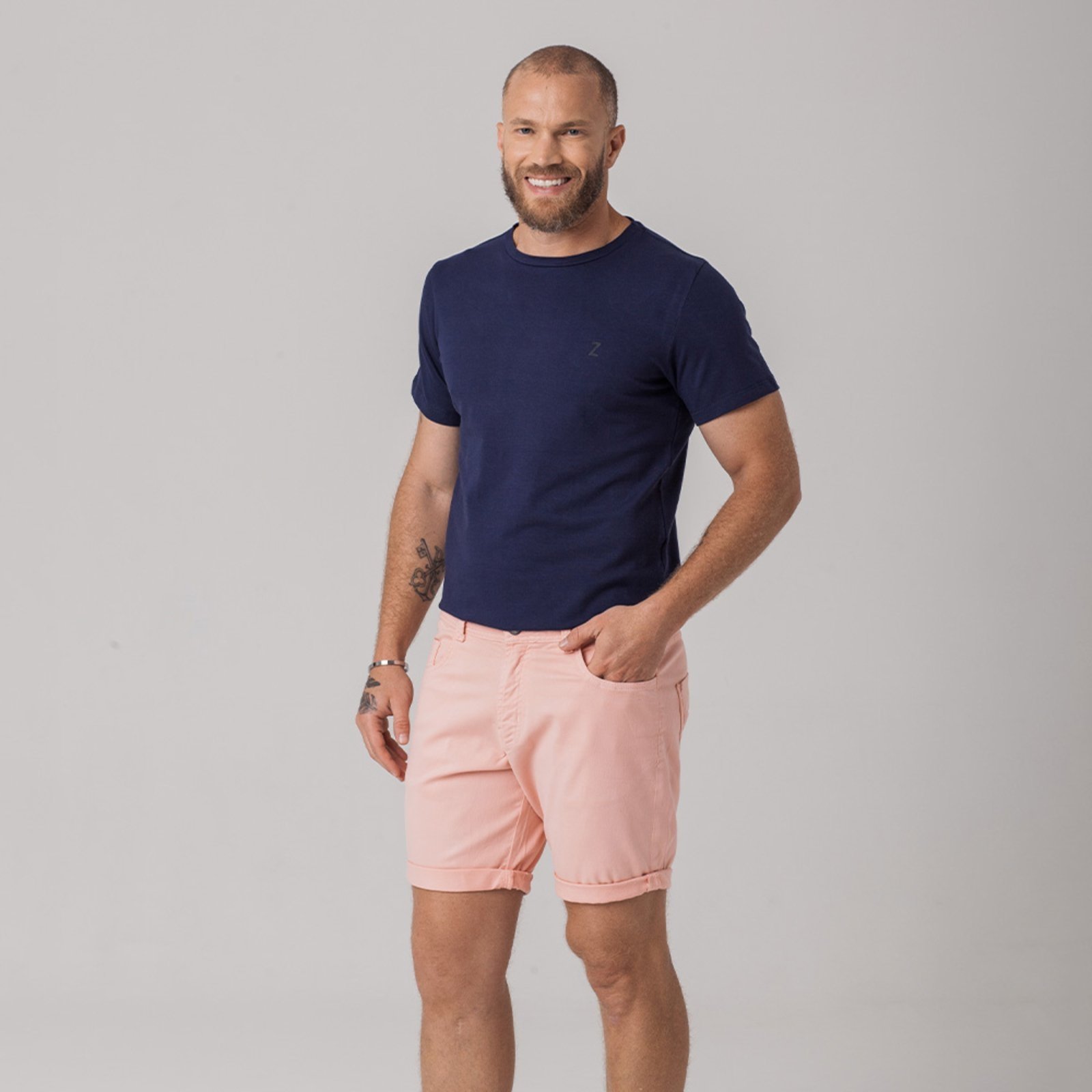Bermuda Sarja Masculina Rosa Zune