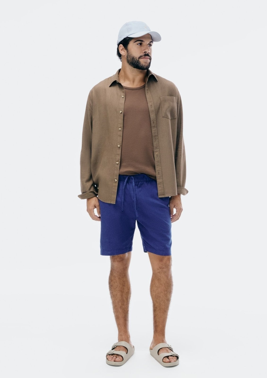 Bermuda Masculina Reta Com Linho Hering