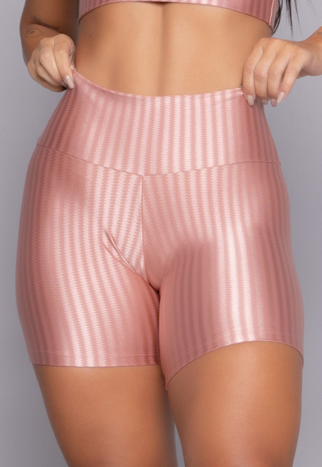 Short New Zig Vekyo Compressão 3D Fitness Ikat Rosa Claro