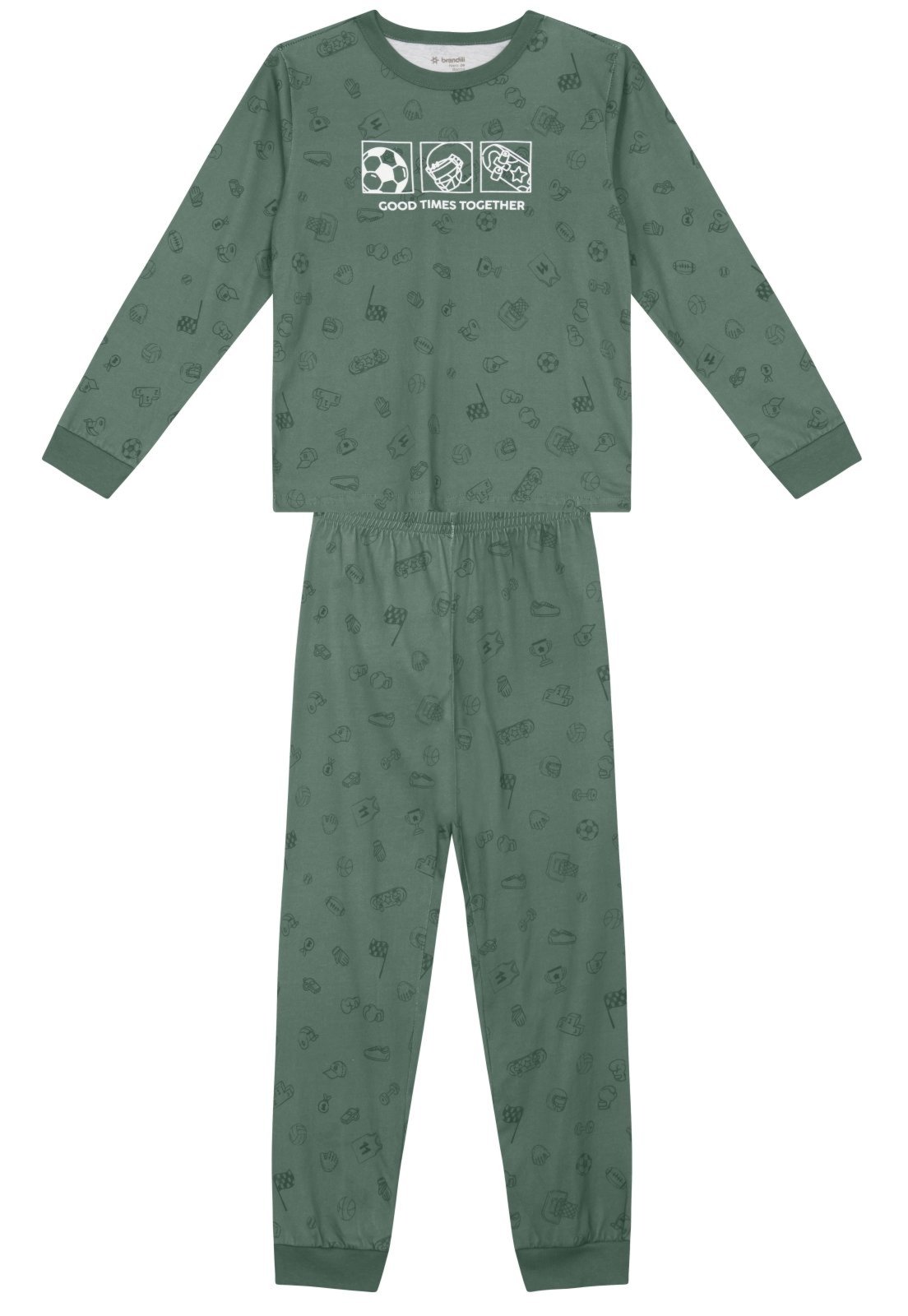 Infantil - Pijama menino esportes brilha no escuro Brandili