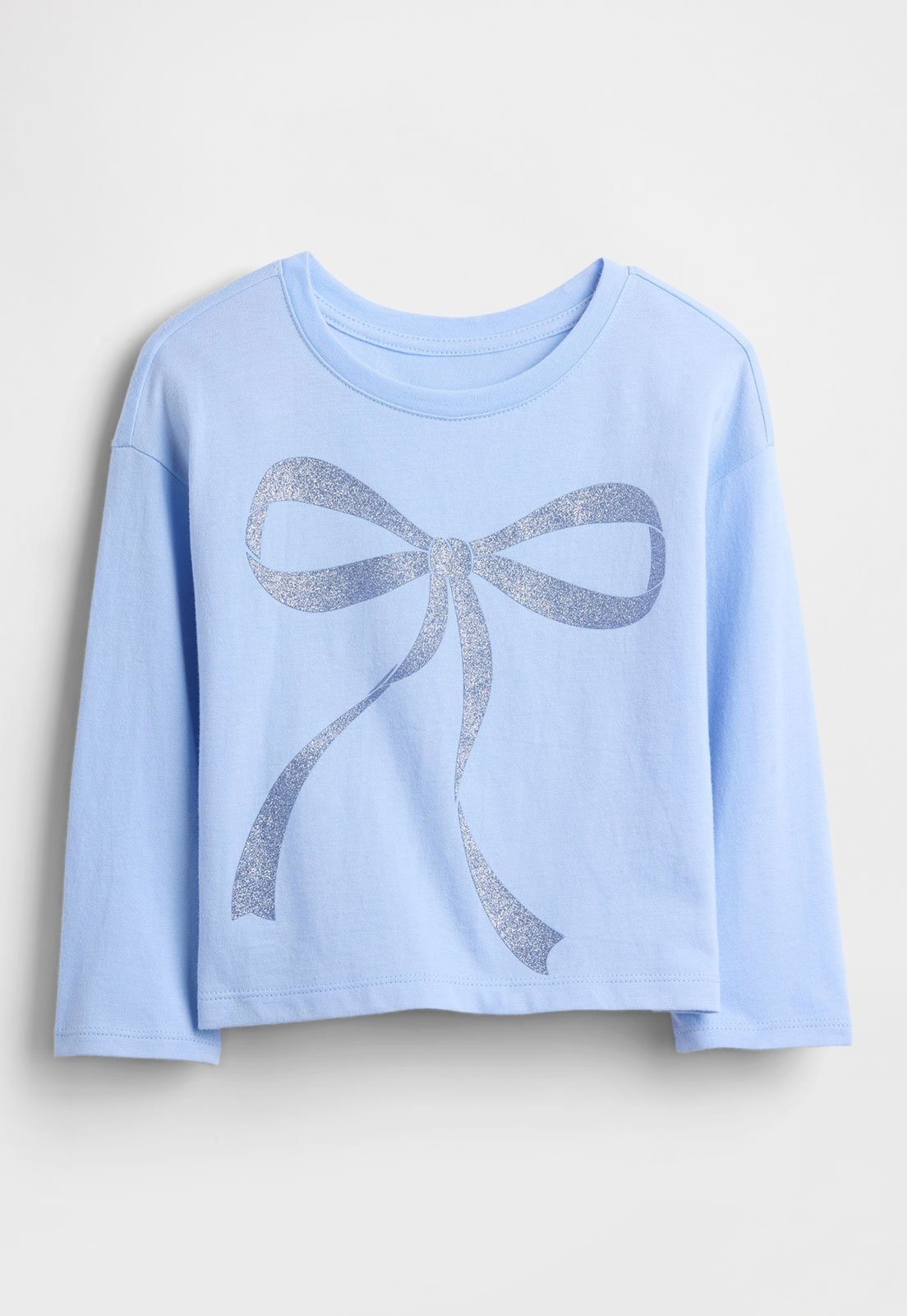 Camiseta GAP Estampa Glitter Laço Azul Claro
