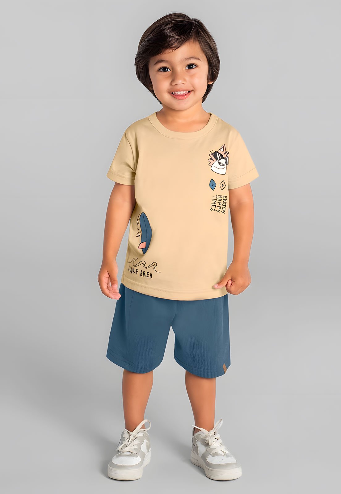 Conjunto Curto Brandili Estampa Verão Amarelo