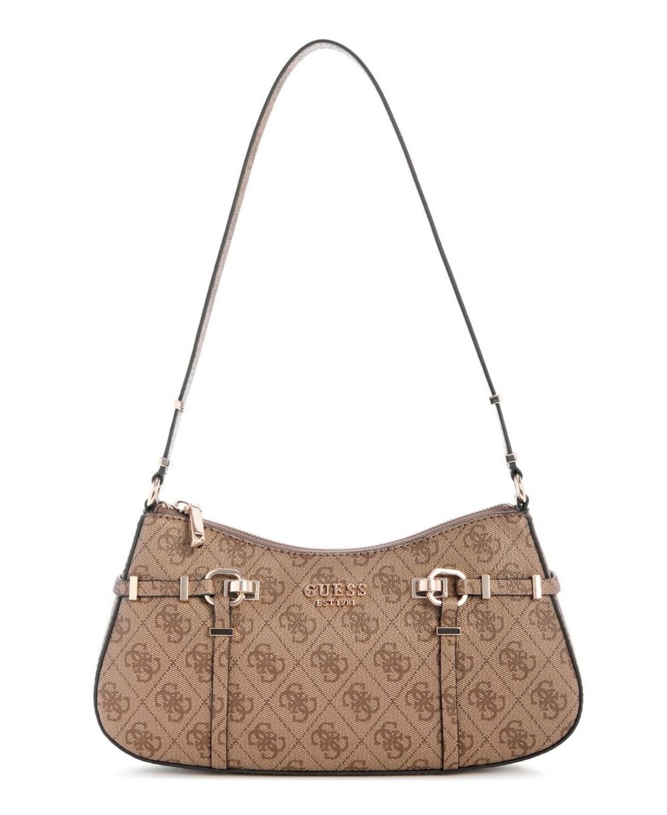 Bolsa Guess Leona Logo Shoulder Bege