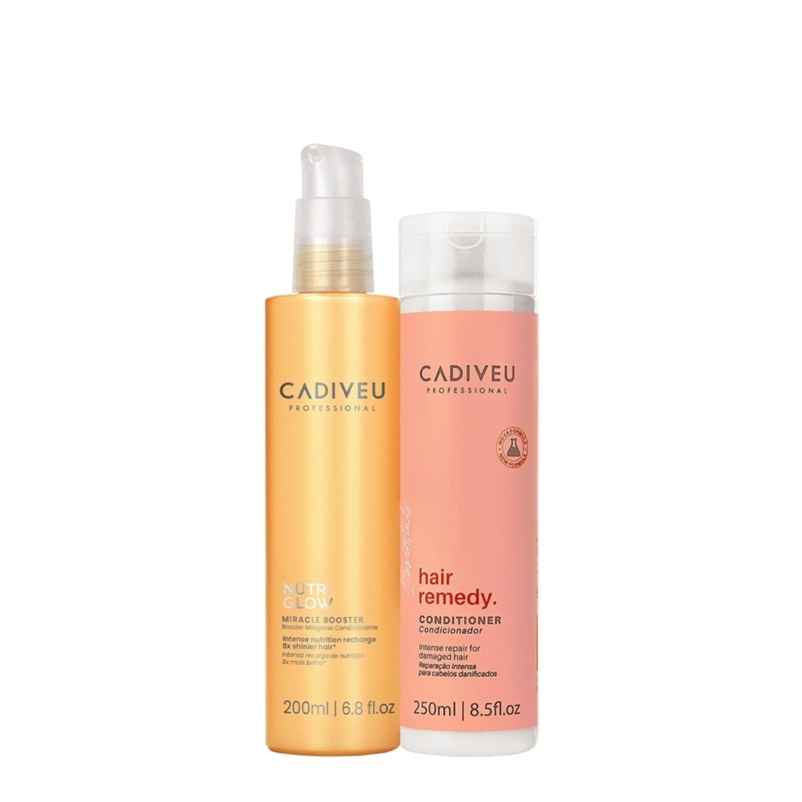 Vista 2 Kit Cadiveu Essentials Hair Remedy Shampoo e Nutri Glow Booster (2 produtos) Cadiveu Professional multicolorido Cadiveu Professional multicolorido