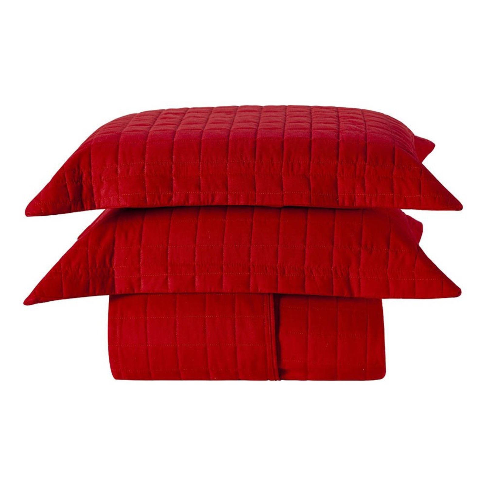 Kit Cobre Leito Milano Queen Micropercal 300 Fios Matelado Colcha 3 Peças Vermelho