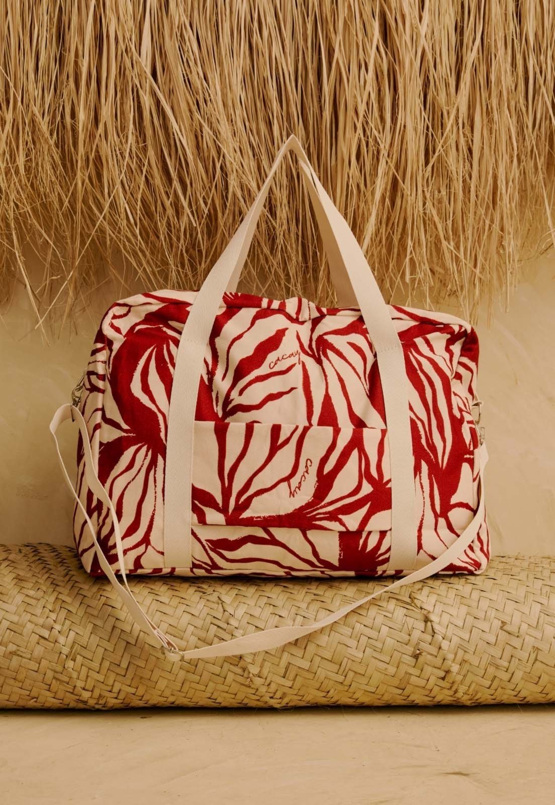 Vista 2 Mala de Viagem Estampada Cacau Zebra CaCay vermelho CaCay vermelho