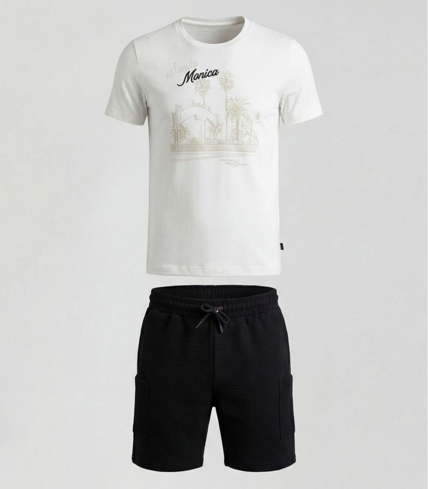 Infantil - Conjunto Camiseta com Bermuda Menino Trick Nick Bege