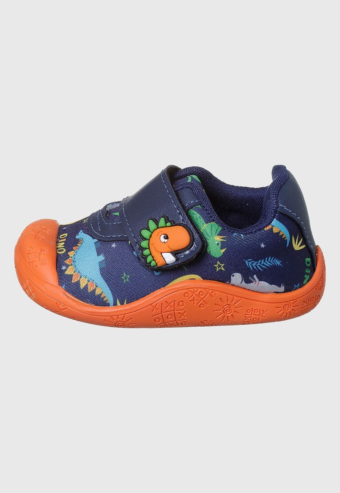 Vista 3 Infantil - Tênis Meia Menino Antiderrapante Dinossauro Marinho Laranja tep Kidstep azul marinho/pink Kidstep azul marinho/pink