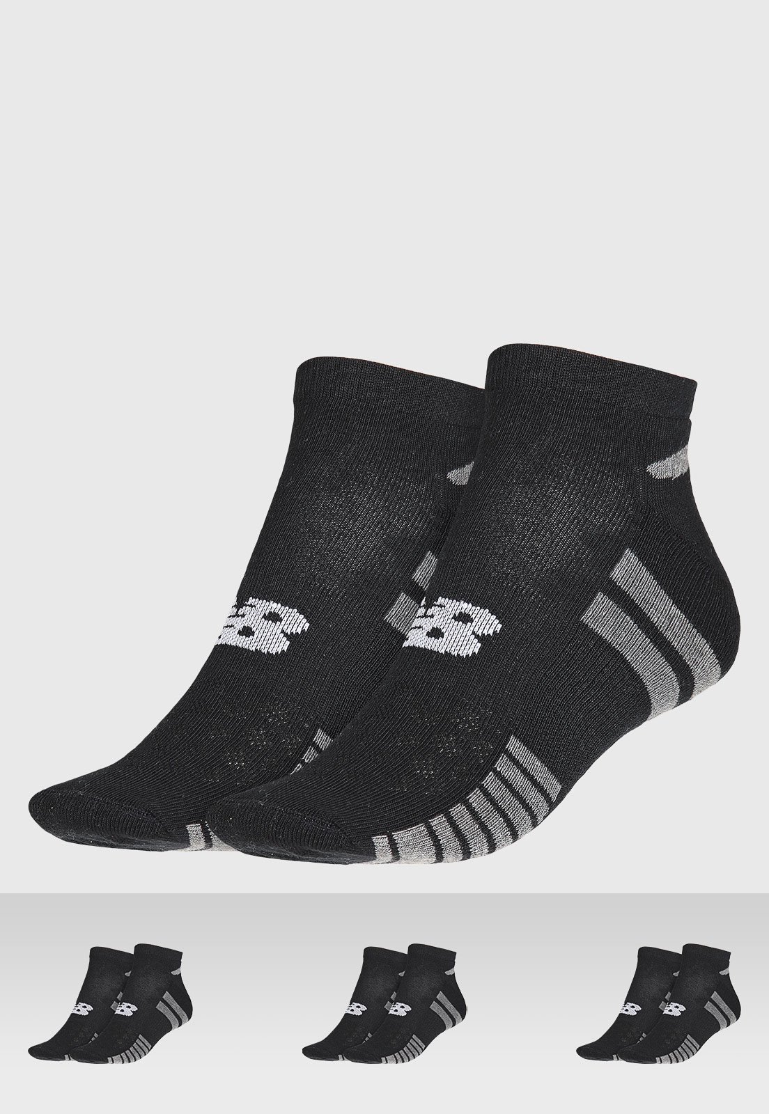 Kit 3 Meias New Balance Cano Curto Preta
