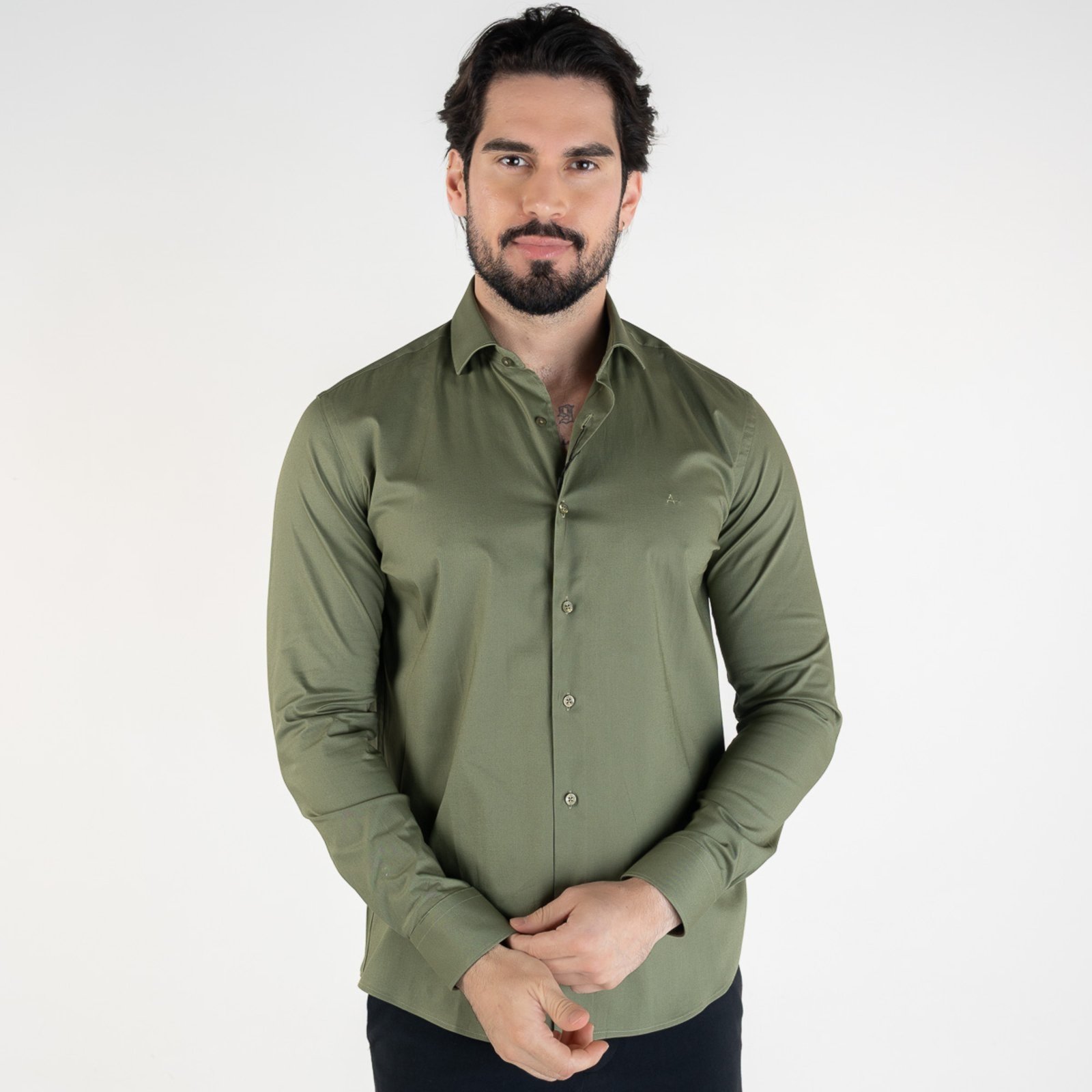 Vista 2 Camisa Aramis Icon Custom Slim Fit Musgo verde Aramis verde
