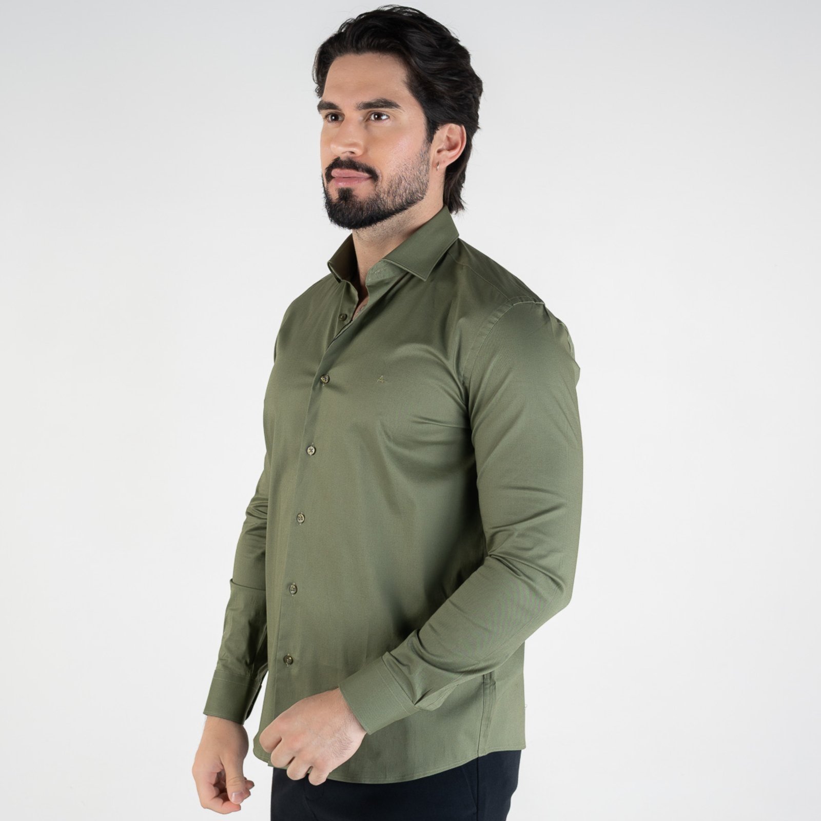 Vista 3 Camisa Aramis Icon Custom Slim Fit Musgo verde Aramis verde