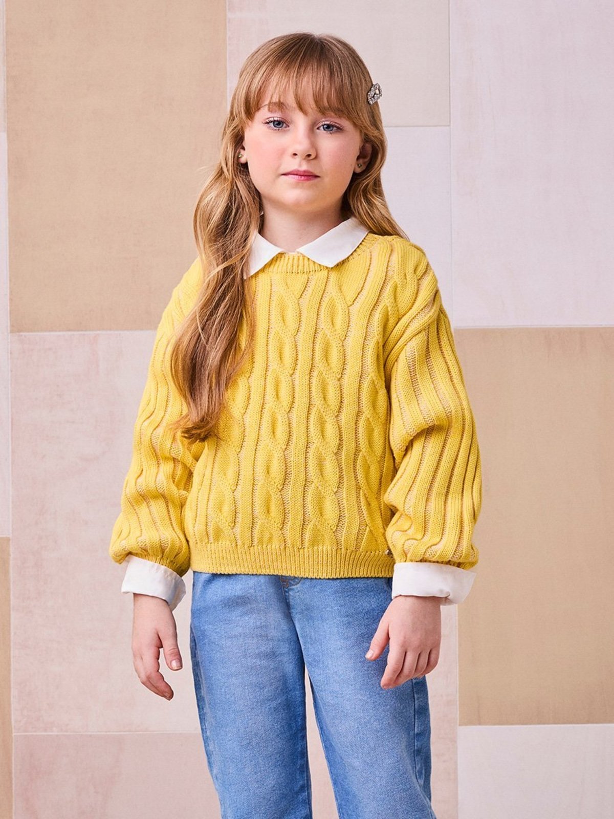 Infantil - Casaco Amarelo de Tricot
