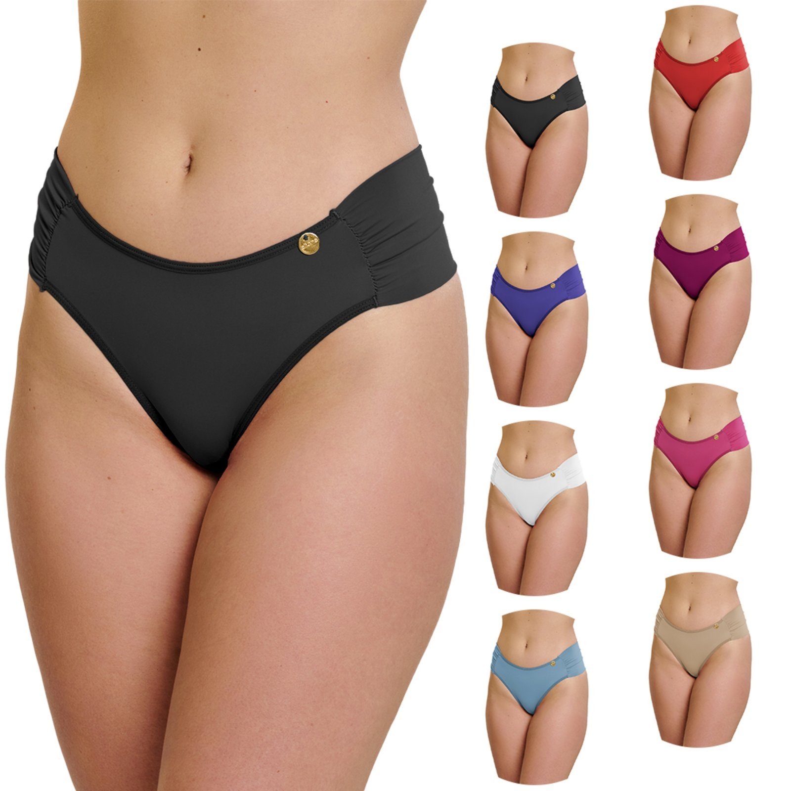 Kit 5 Tanga Tetê Variedades Feminina Poliamida Fio Duplo Calcinha Franzida Lateral Lingerie Lisa Microfibra