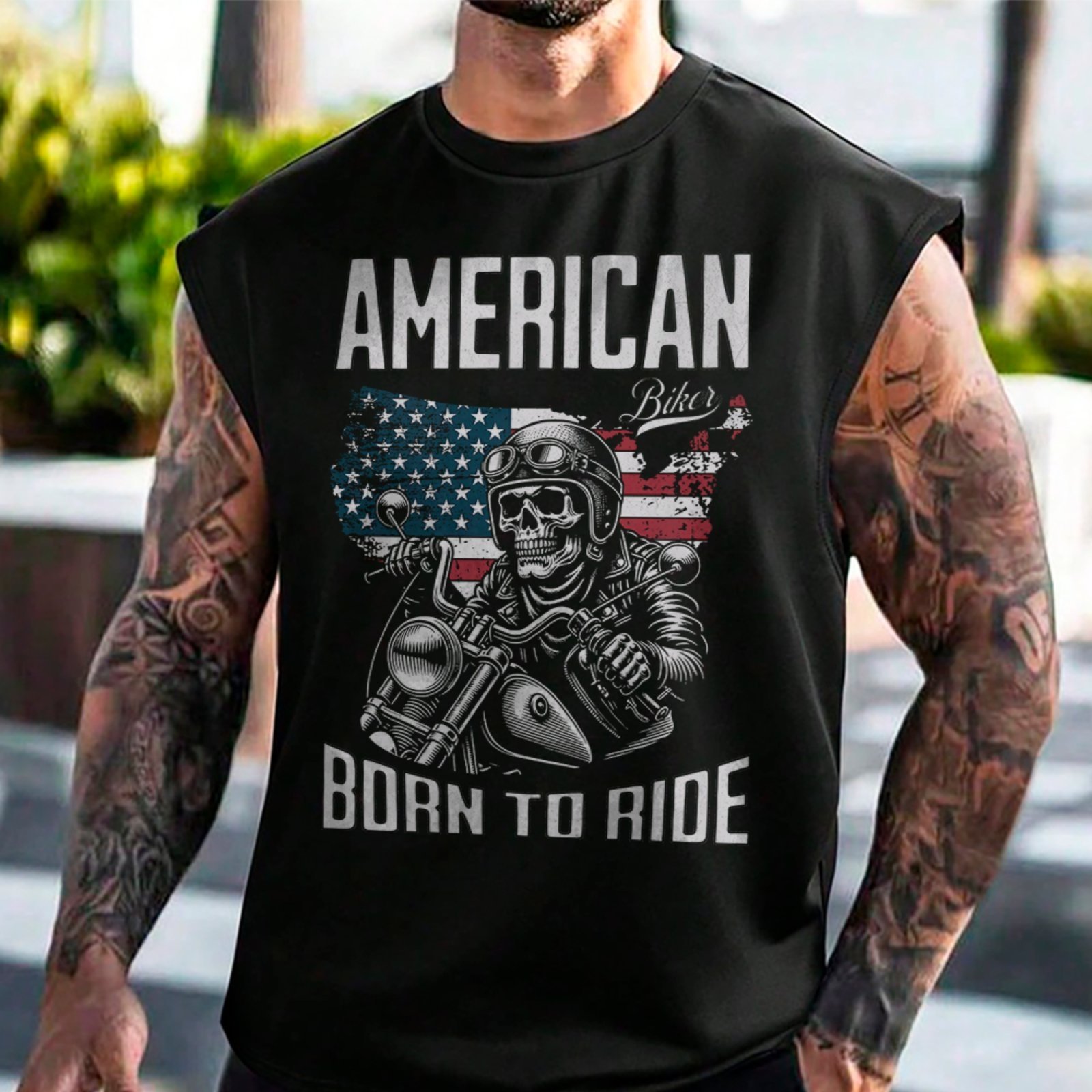 Camiseta Regata Machão Born To Ride Motoqueiro Street Preto