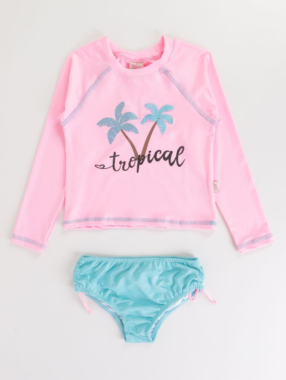 Camiseta UV com Calcinha Jacquard Para Me ROSA/AZUL