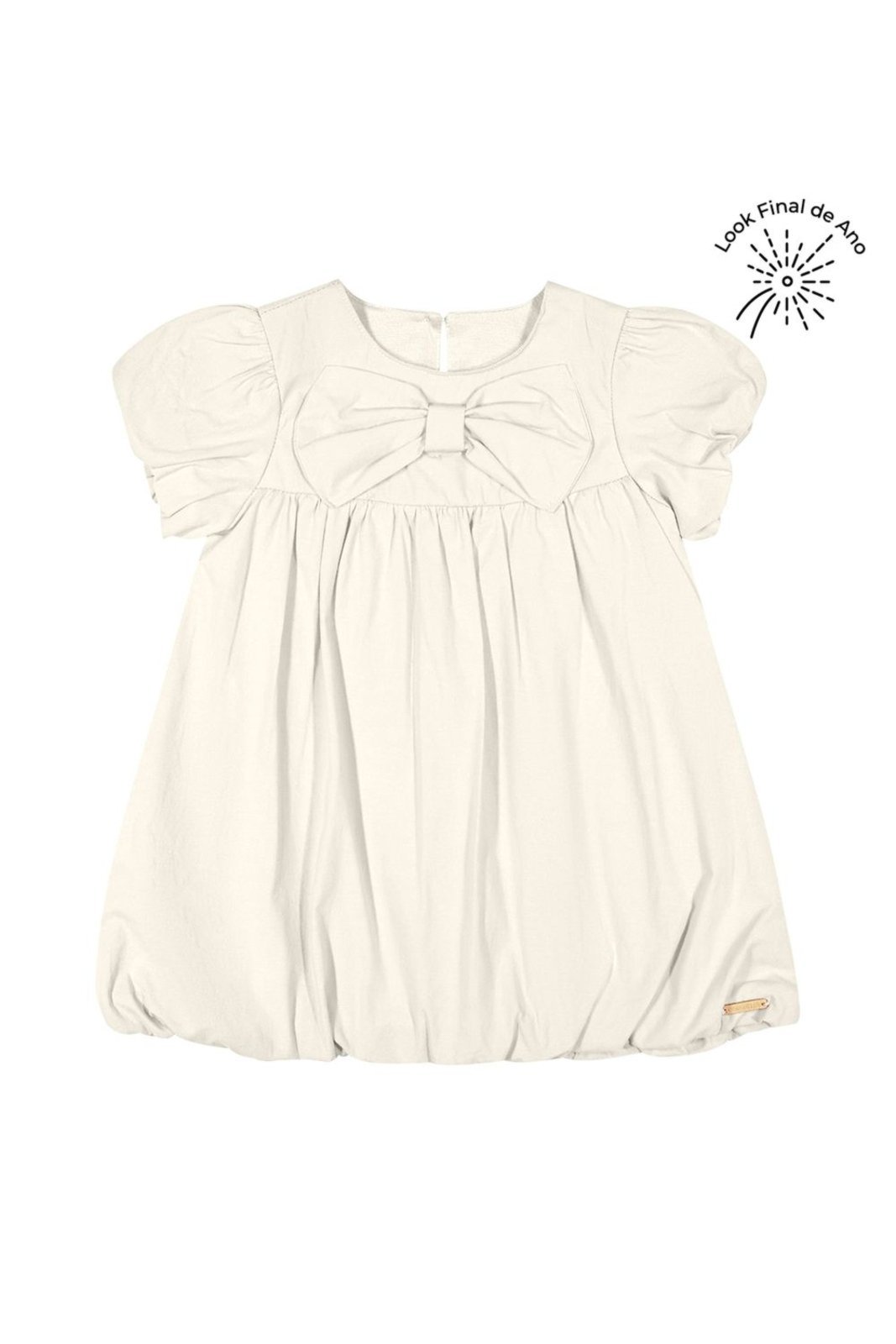 Infantil - Vestido Menina Balonê Laço Colorittá Bege