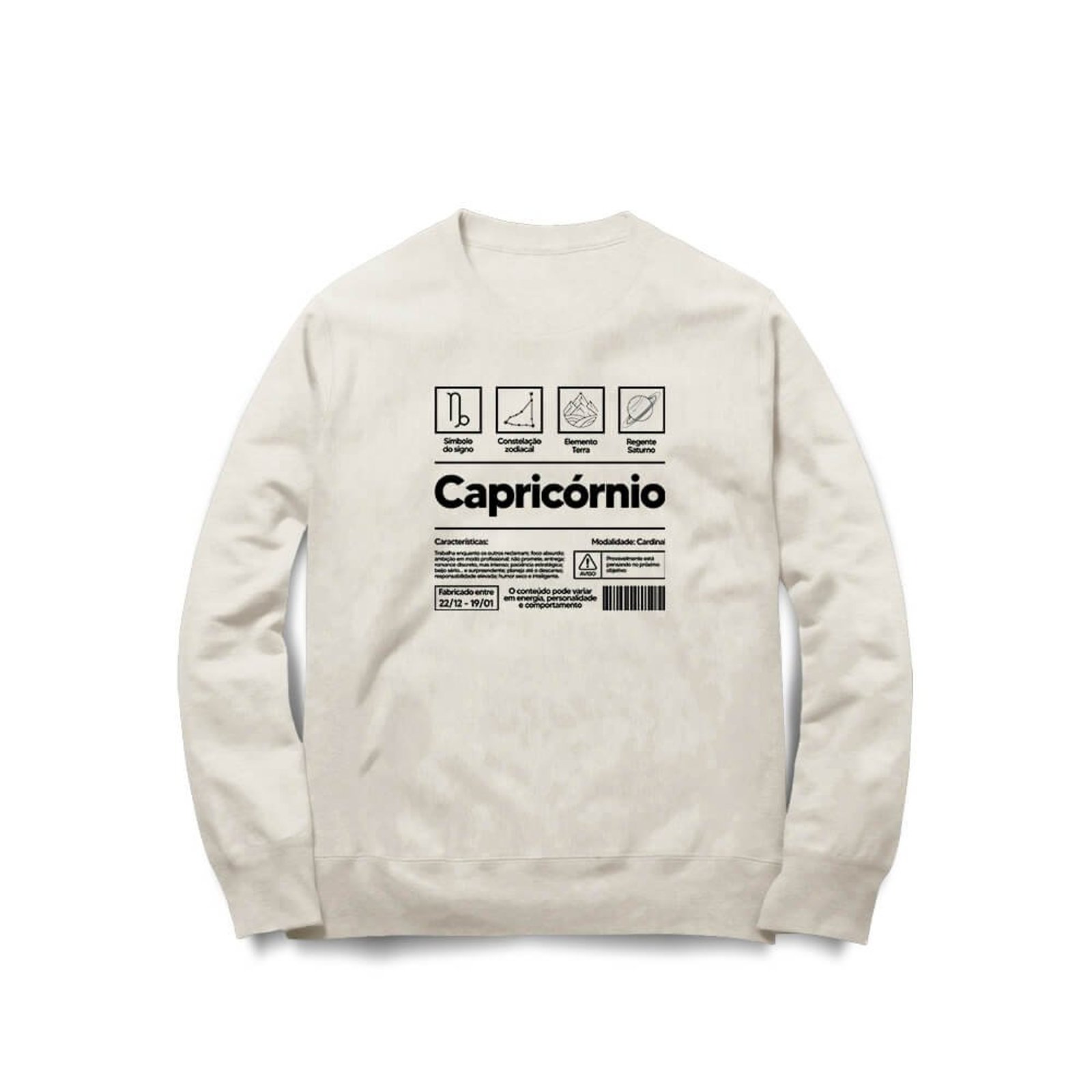 Moletom Capricórnio - Off White - Casual - Studio Geek