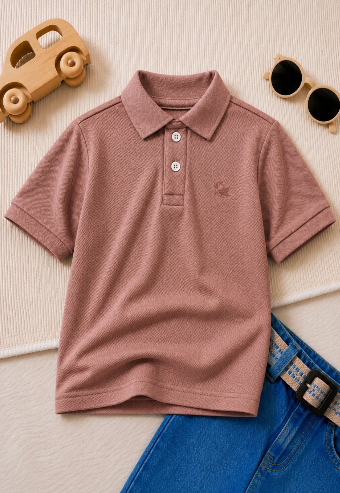 Infantil - Polo Menino Camisa Manga Curta Algodão Piquet Daze Modas Marrom