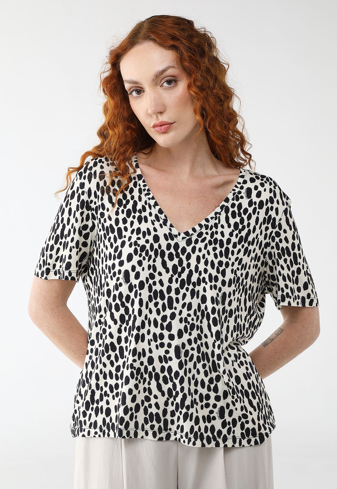 Blusa Lança Perfume Reta Estampada Off-White