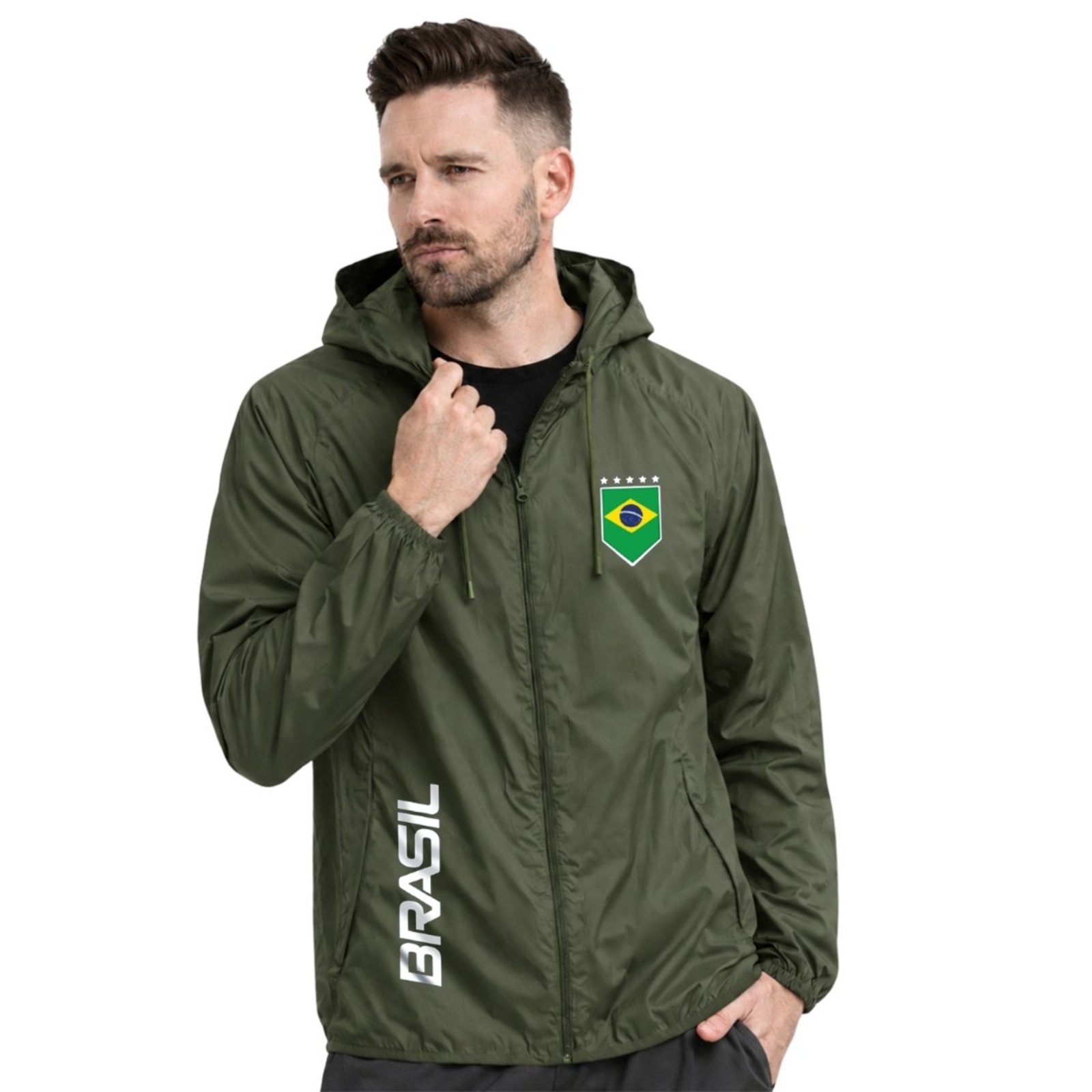 Jaqueta Corta Vento Impermeável Masculino Leve e Confortável Estilo Casual Brasil Verde