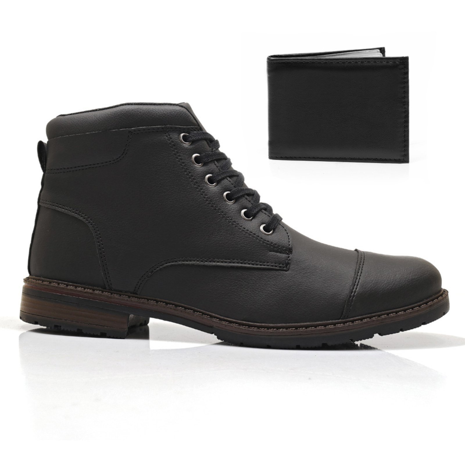 Vista 2 Kit Bota Coturno Com Carteira Masculina Épico Urbano Cadarço Dia a Dia Leve ÉPICO CALÇADOS preto ÉPICO CALÇADOS preto