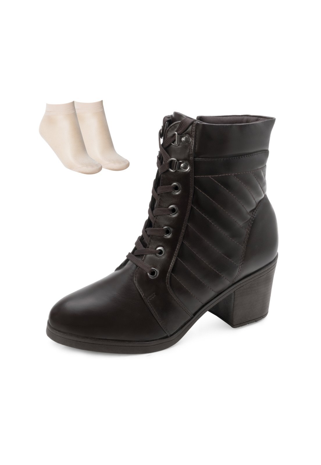 Bota Coturno Marrom Pink Moon e Meia MC26-73202