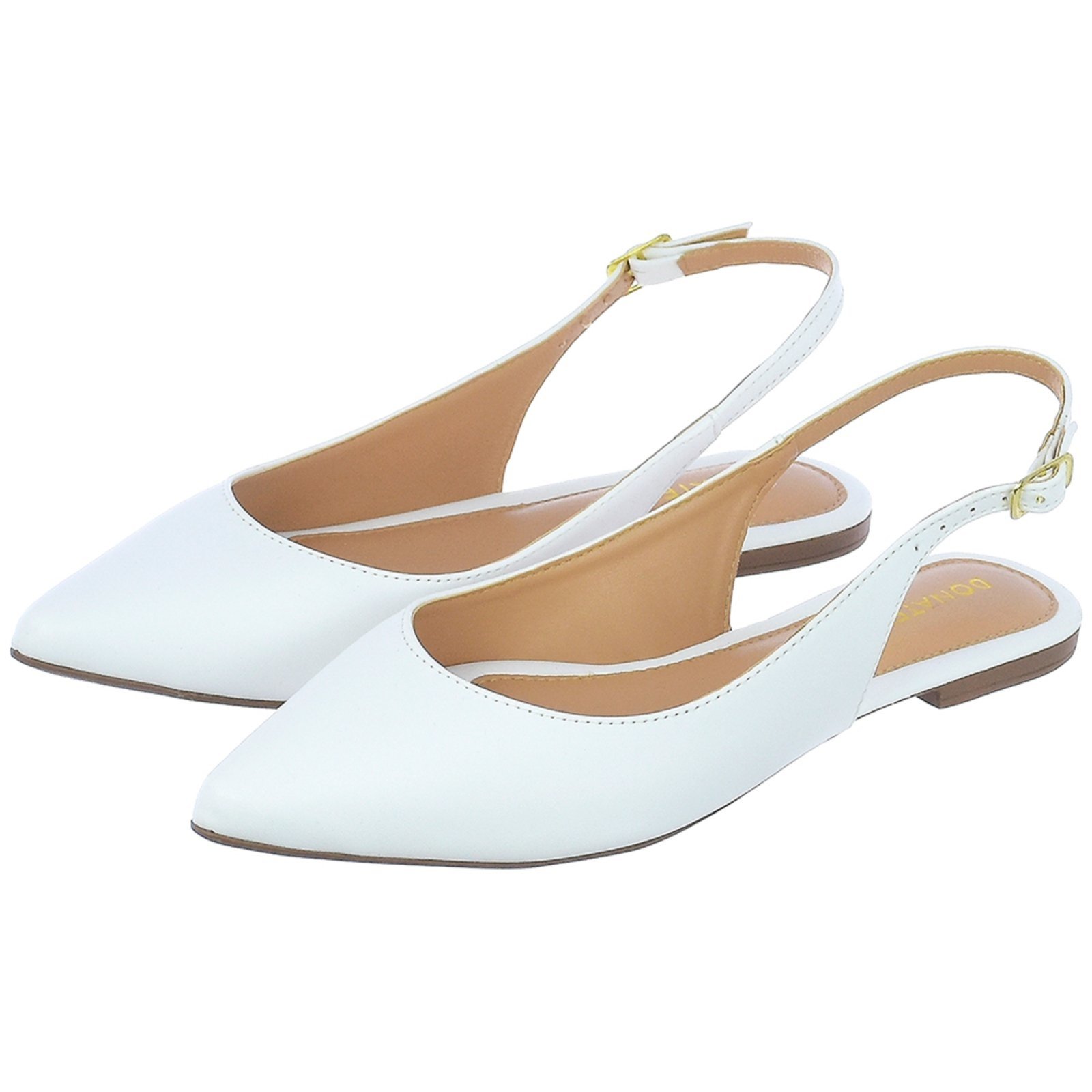 Sapatilha Feminina Bico Fino Mule Slingback CM Calçados Clássica Lisa Branco