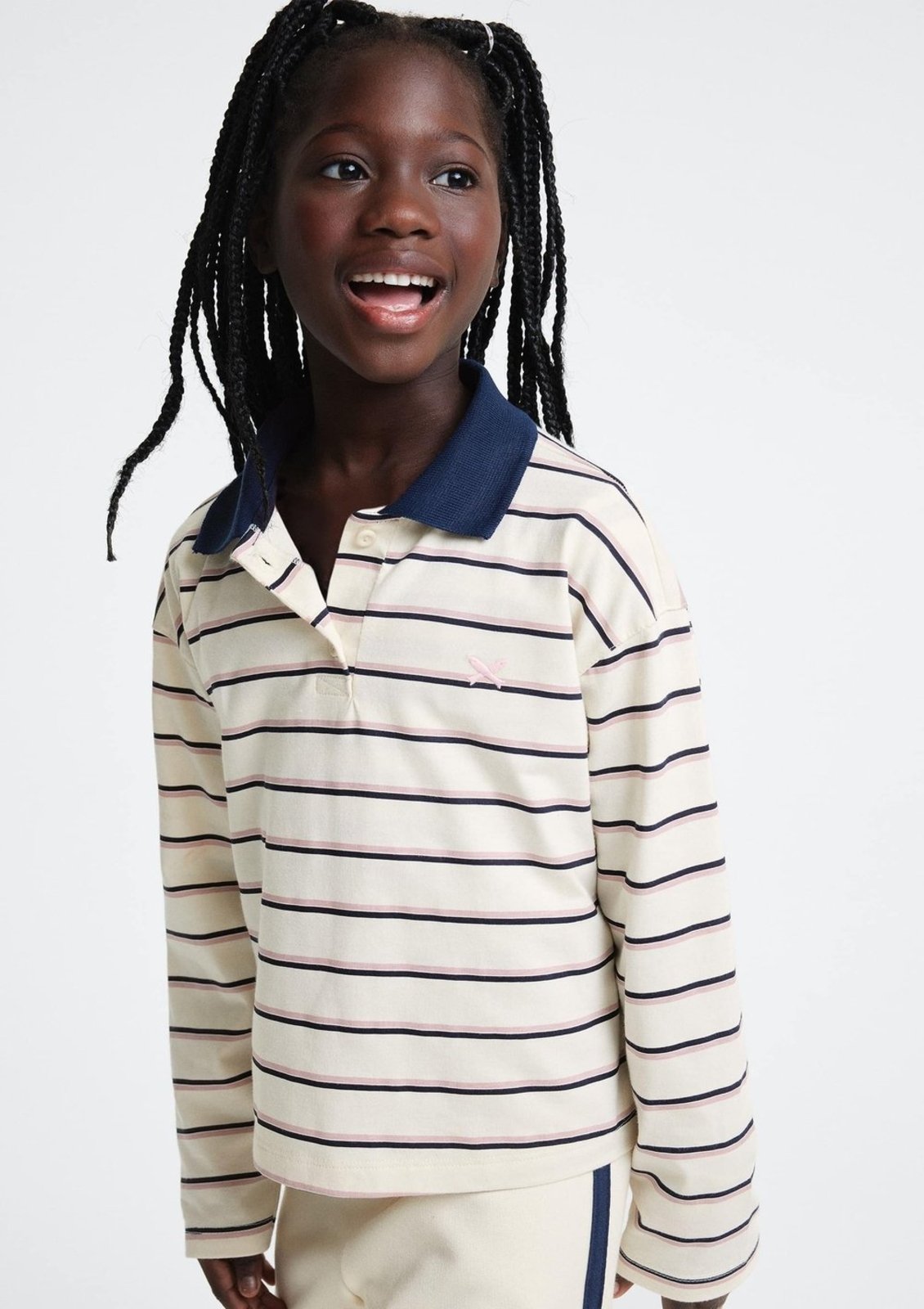 Infantil - Polo Menina Oversized Listrada Hering