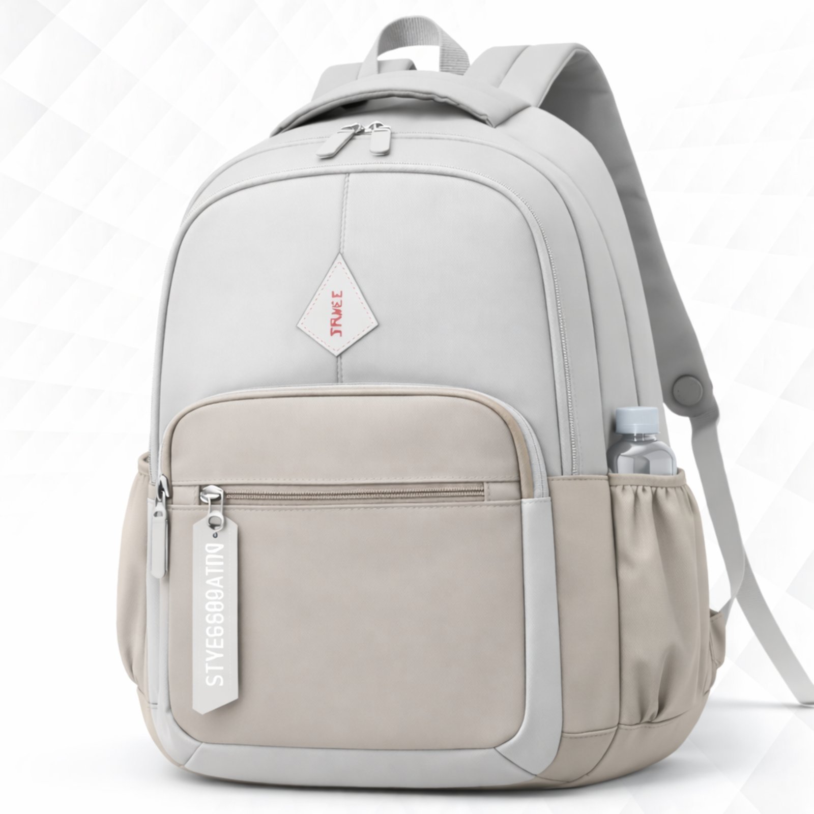 Mochila Masculina Reforçada Faculdade Trabalho Casual Executiva Grande Escolar Bege