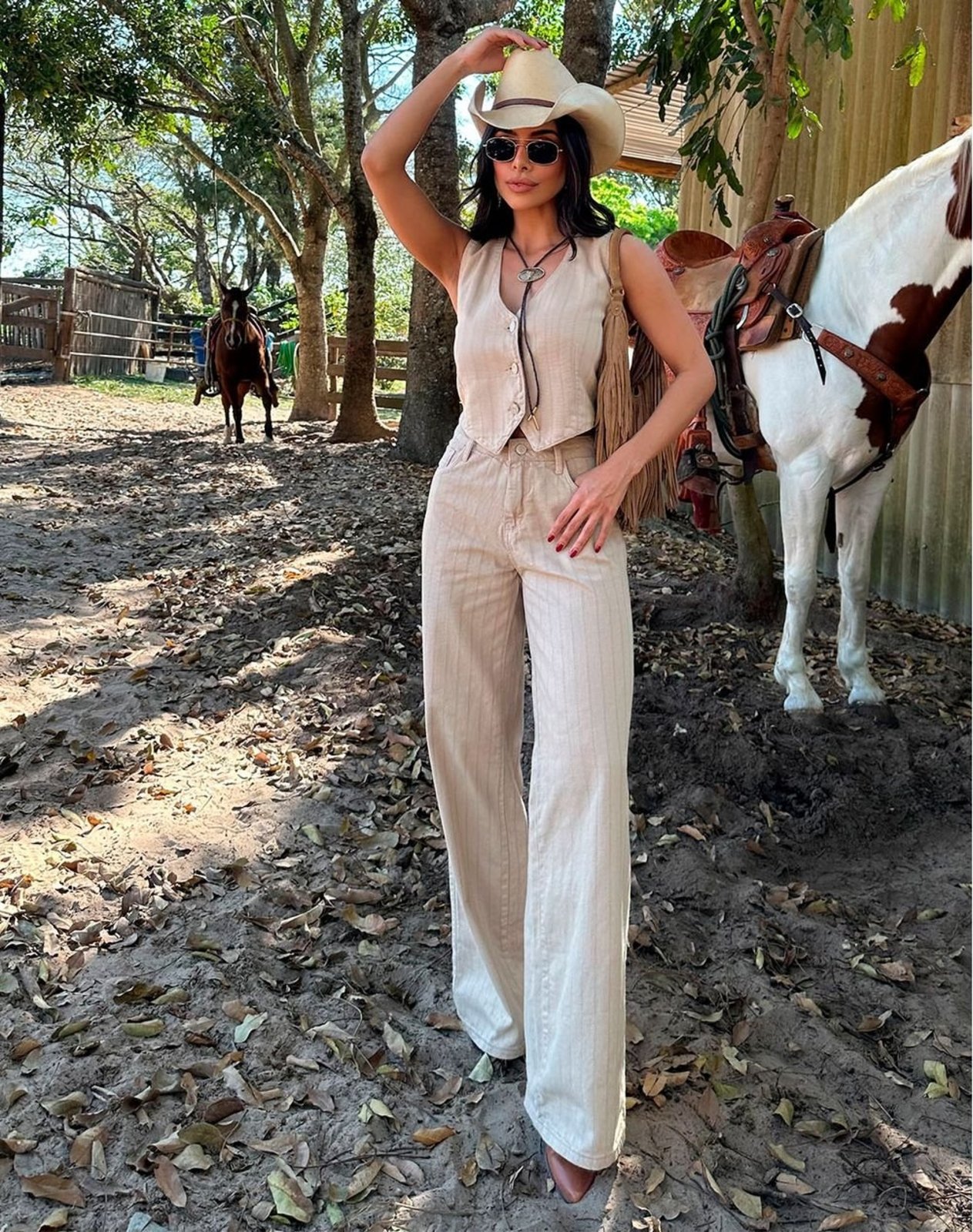 Calça Wide Leg Feminina Relaxed 25768 Caqui Consciência