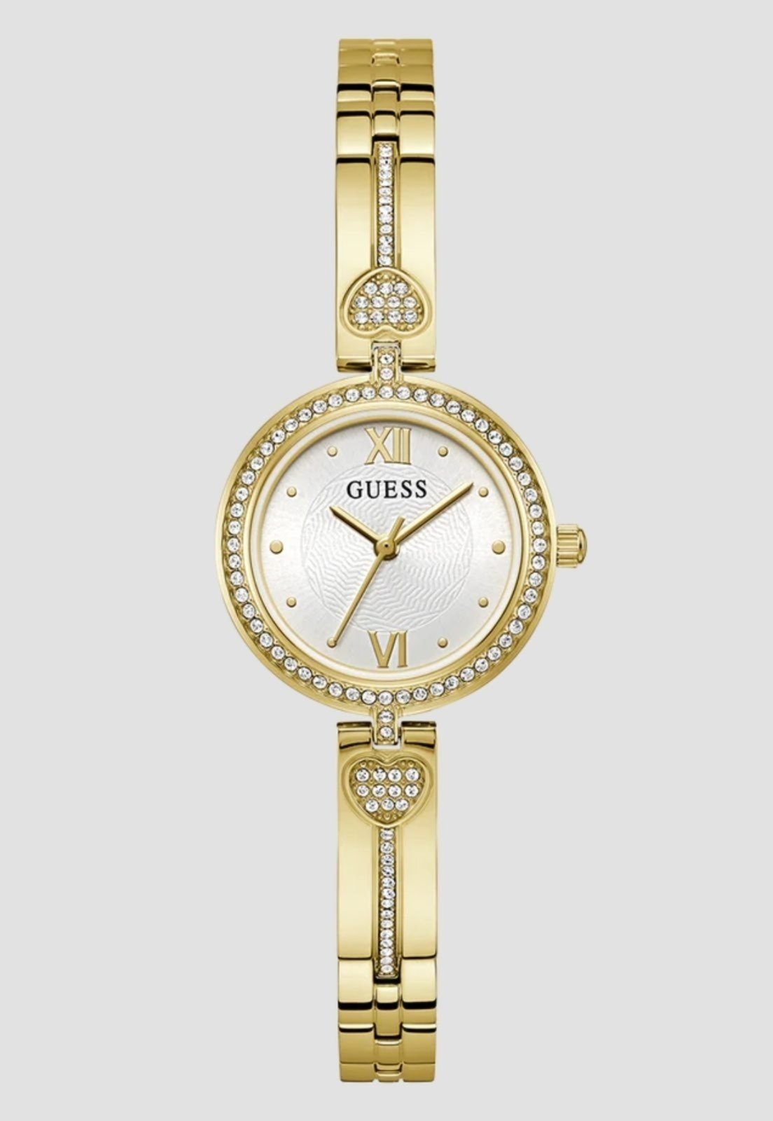 Vista 2 Relógio Guess Redondo Coração Cristal dourado Guess dourado