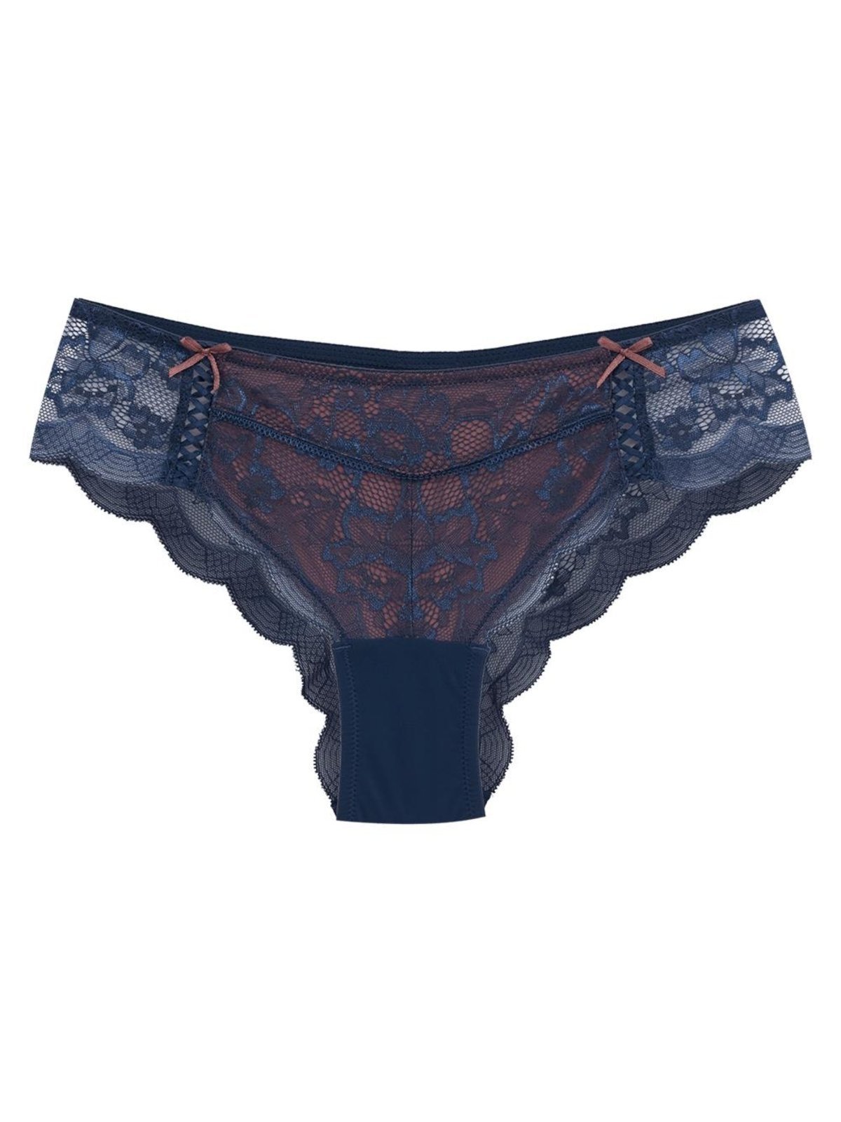 Vista 2 Calcinha Boyshort Renda Celine Azul Blue Wing Teal Loungerie incolor azul Loungerie incolor azul