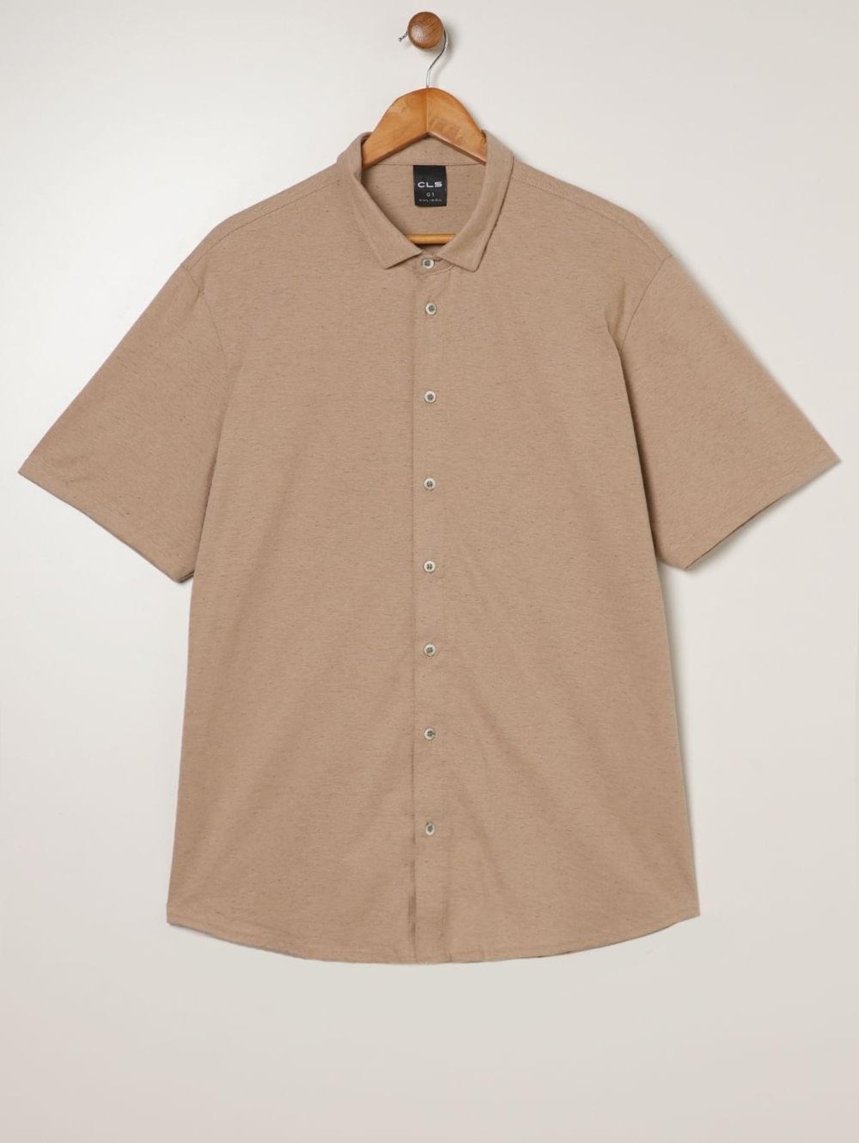Camisa Manga Curta Plus Size Masculina NATURAL