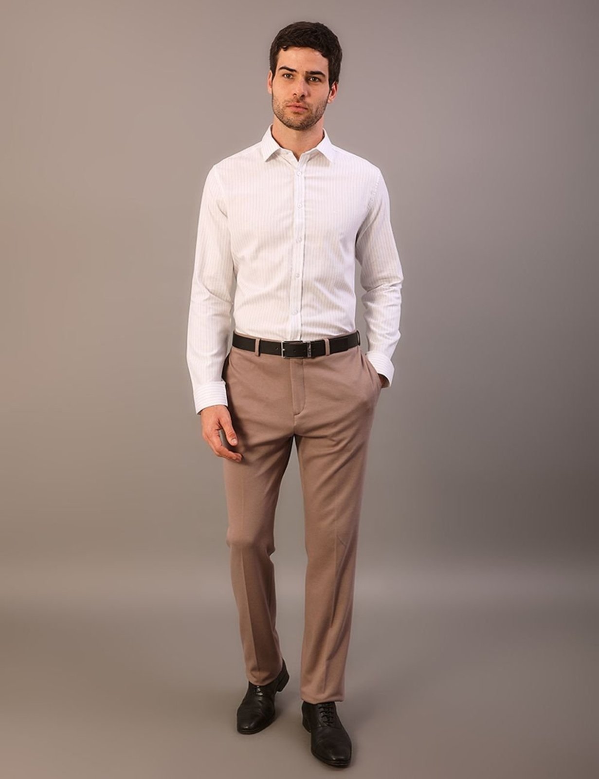 Camisa Manga Longa Slim Maquineta Listras - Branco Calvin Klein Jeans