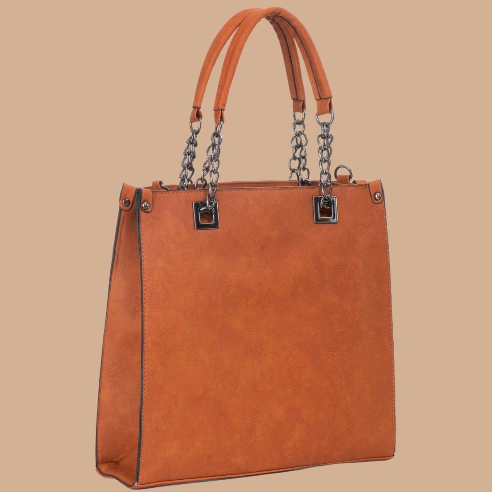 Bolsa Feminina Grande Transversal De Ombro Alça Corrente Star Shop Caramelo