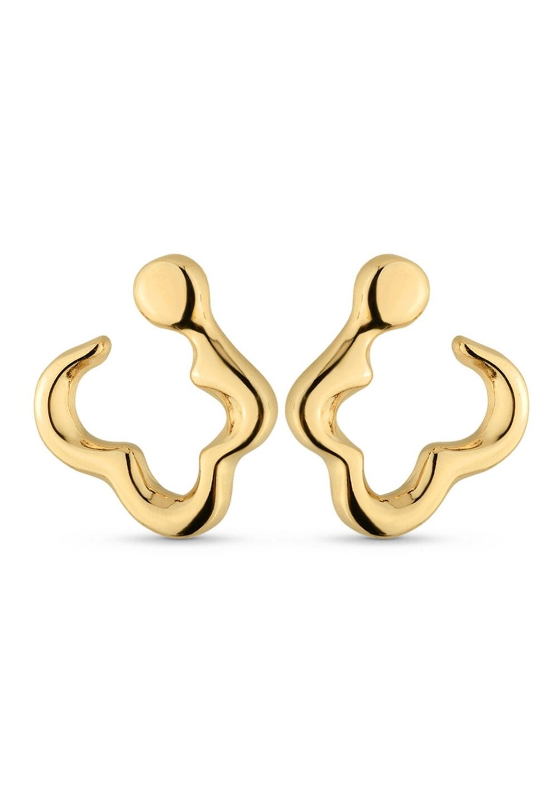 Brinco Semijoia Orgânico Assimétrico Aberto Banhado A Ouro 18K Br019-001 Dourado