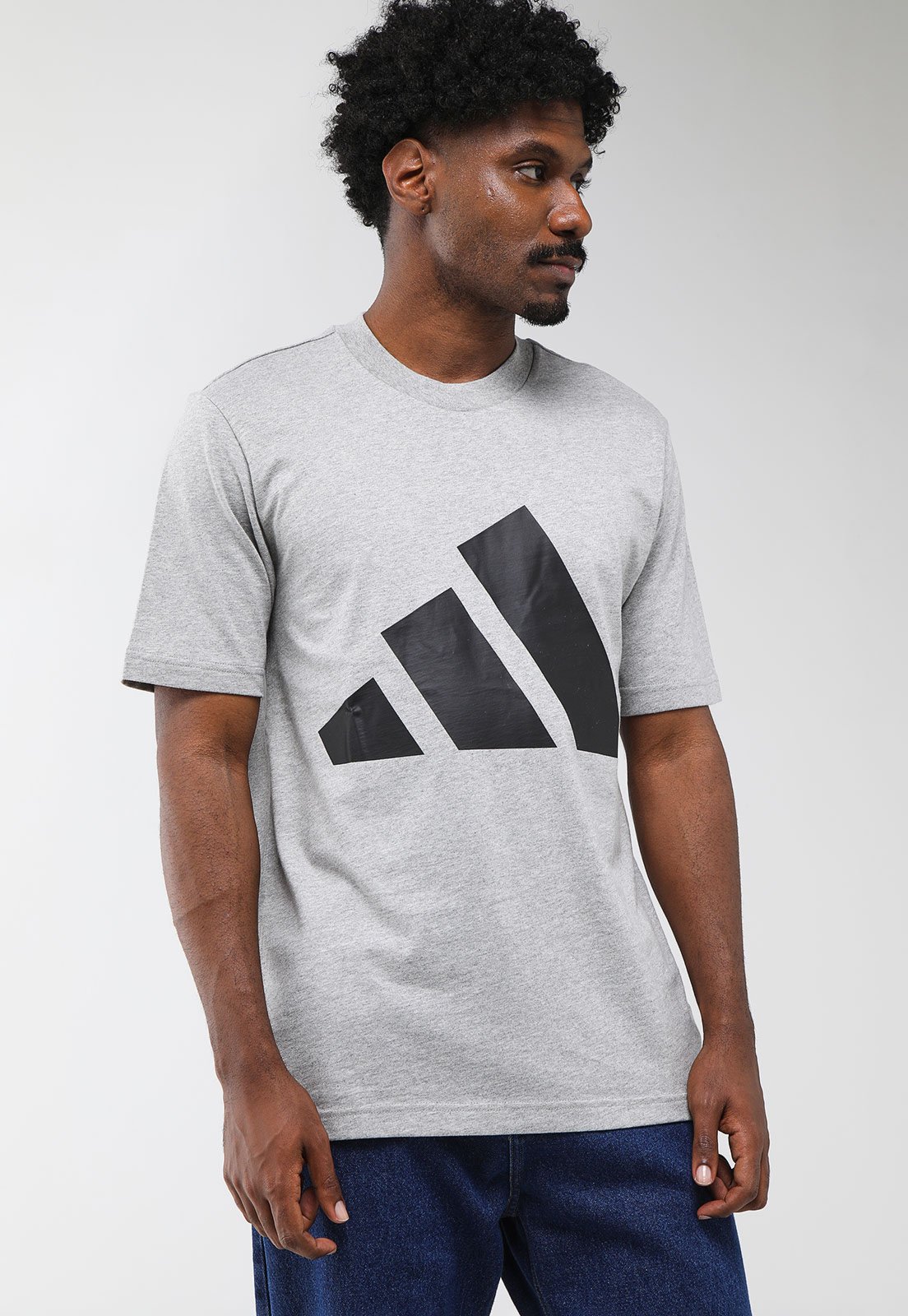 Camiseta Masculina adidas Sportswear Big Logo Cinza Mescla