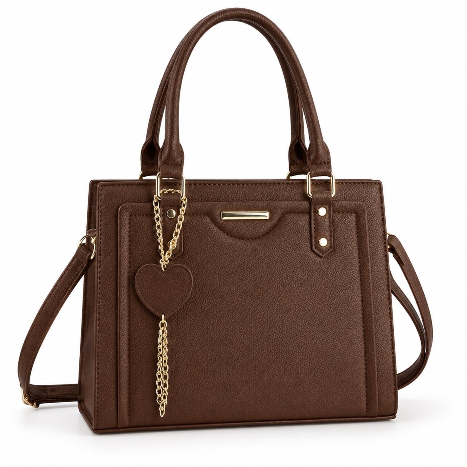 Bolsa Casual Feminina Couro Moderna Transversal Slim Social Bolsinha Compacta - Café