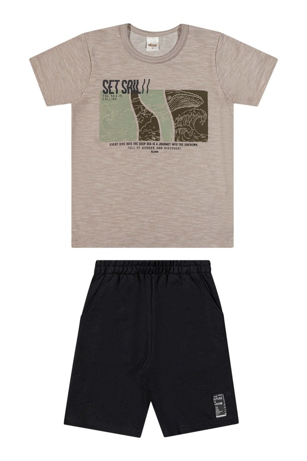 Infantil - Conjunto Menino Baleia Puff Elian Cinza