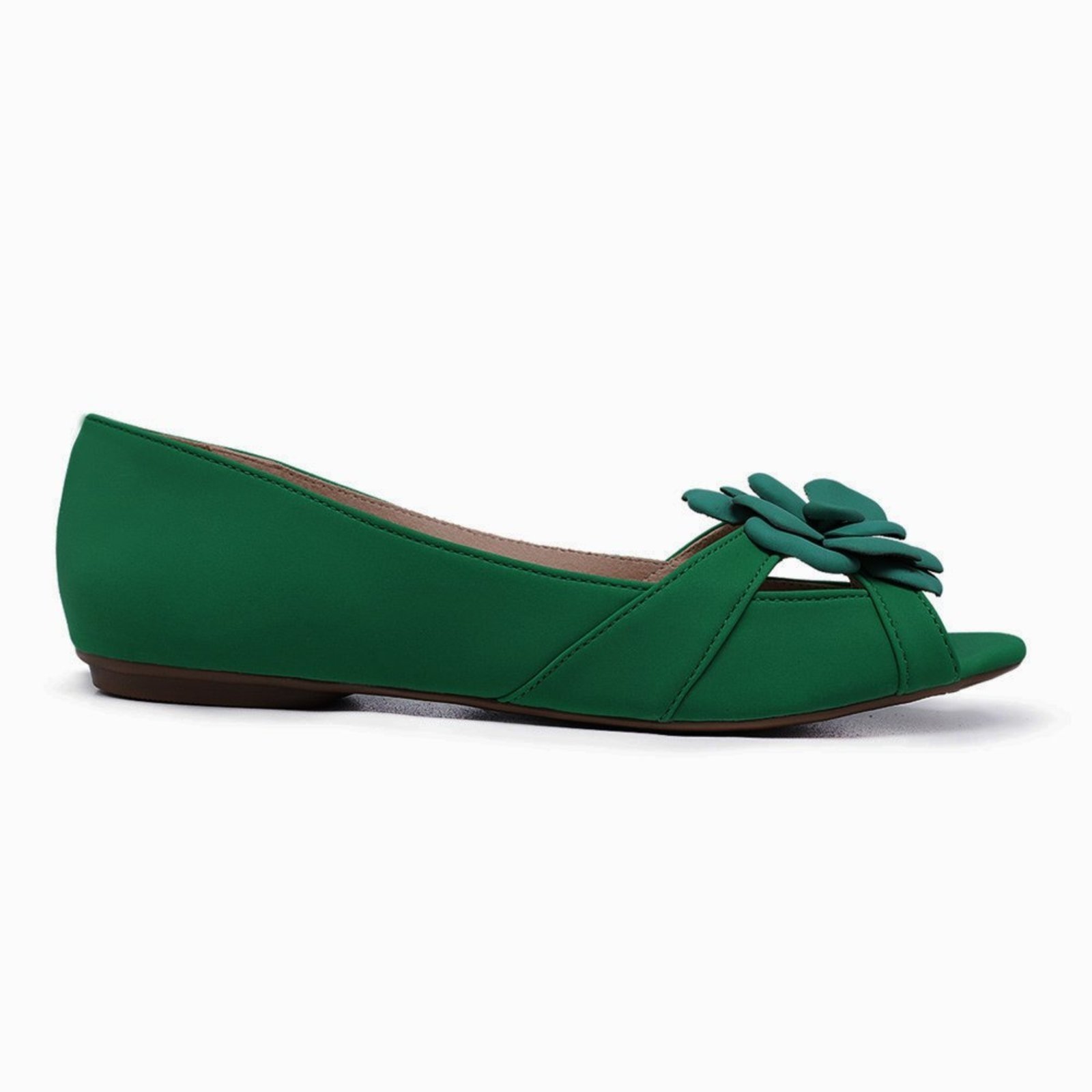 Sapatilha PeepToe LeRUCHEL Flor Verde Bandeira